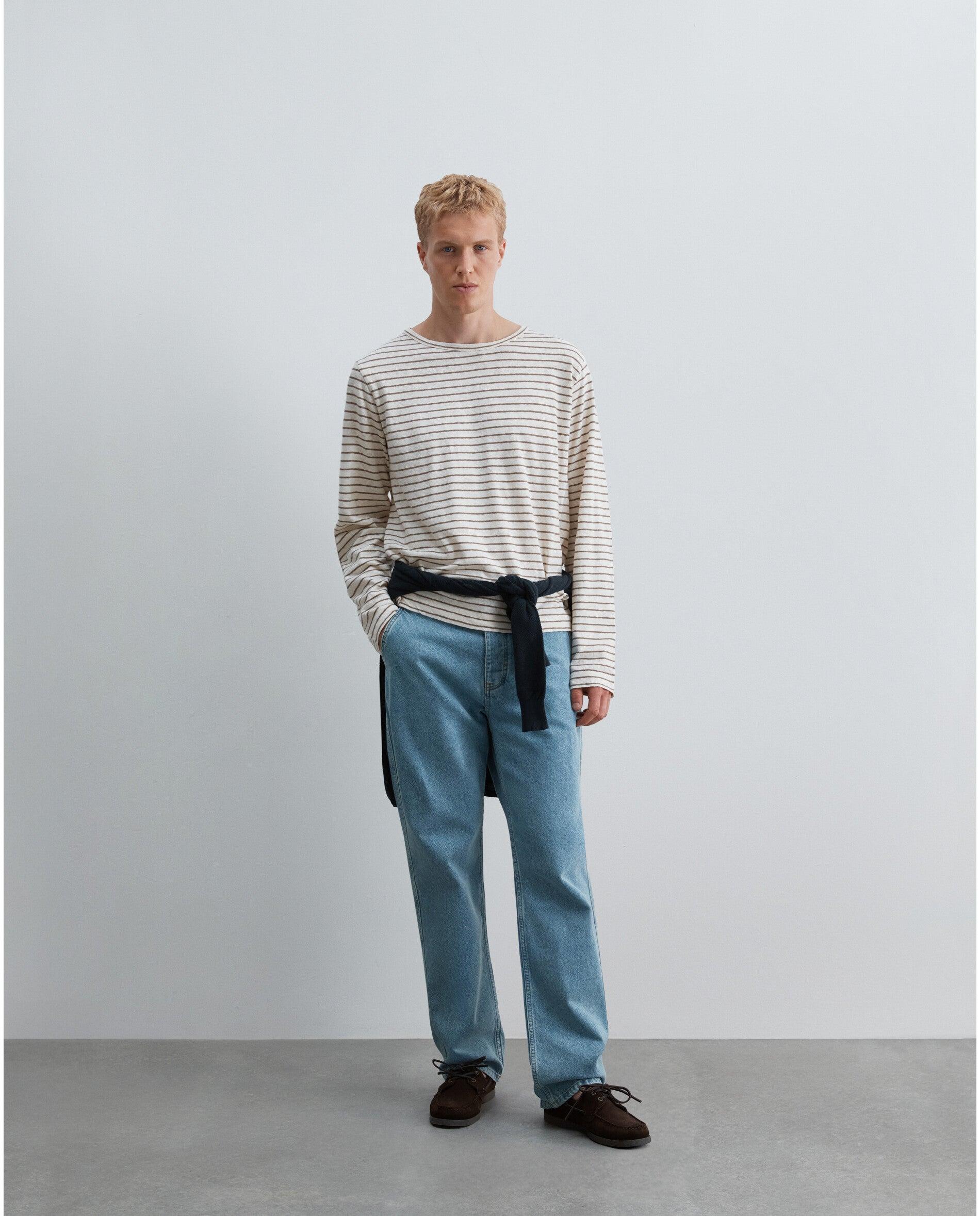 Camiseta de manga larga de hombre a rayas - Scalpers - Marrón Marrón-2