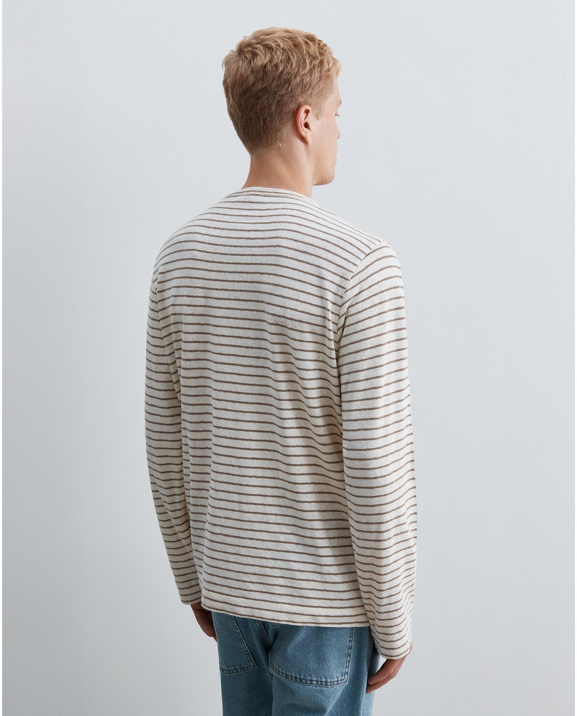 Camiseta de manga larga de hombre a rayas - Scalpers - Marrón Marrón-3