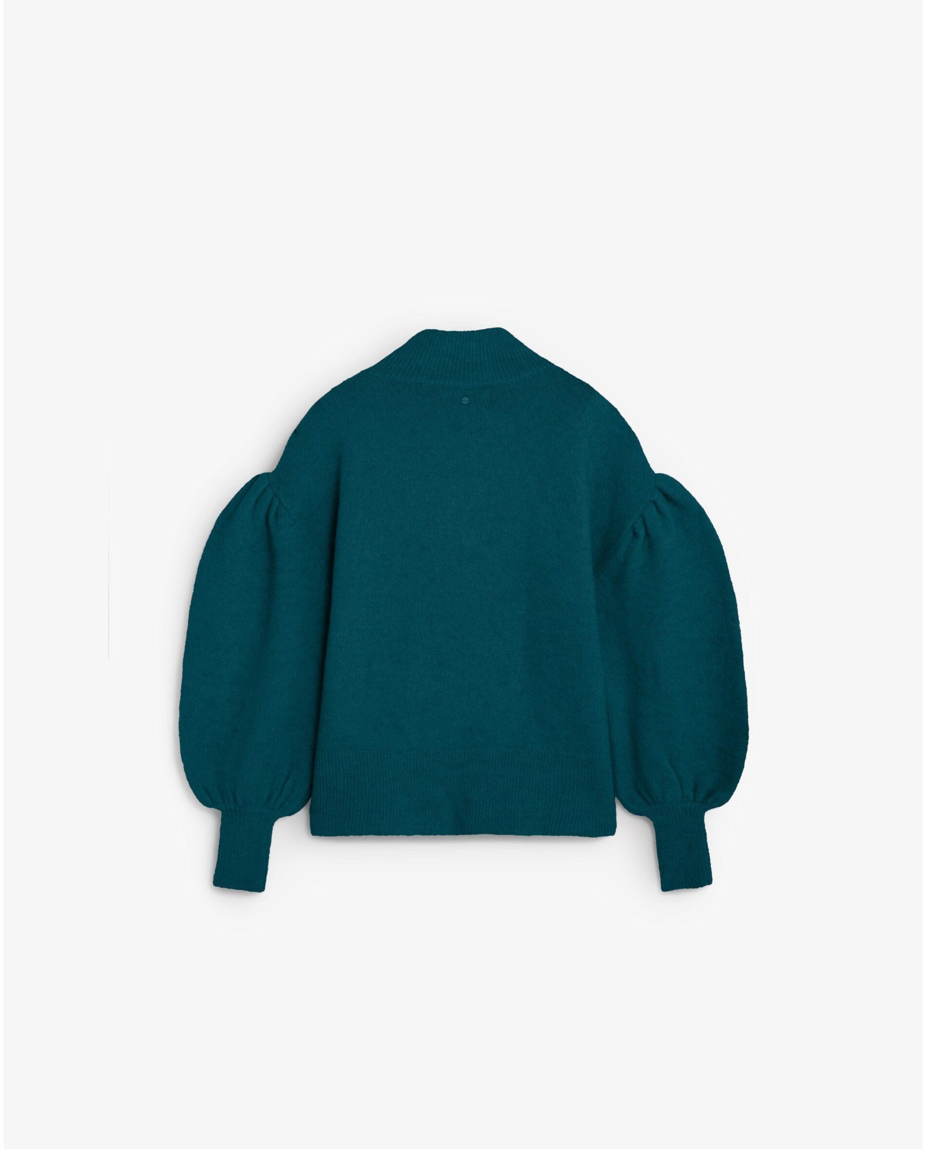 Jersey de mujer con cuello cruzado y mangas abullonadas - Scalpers - Verde morado Verde morado-2