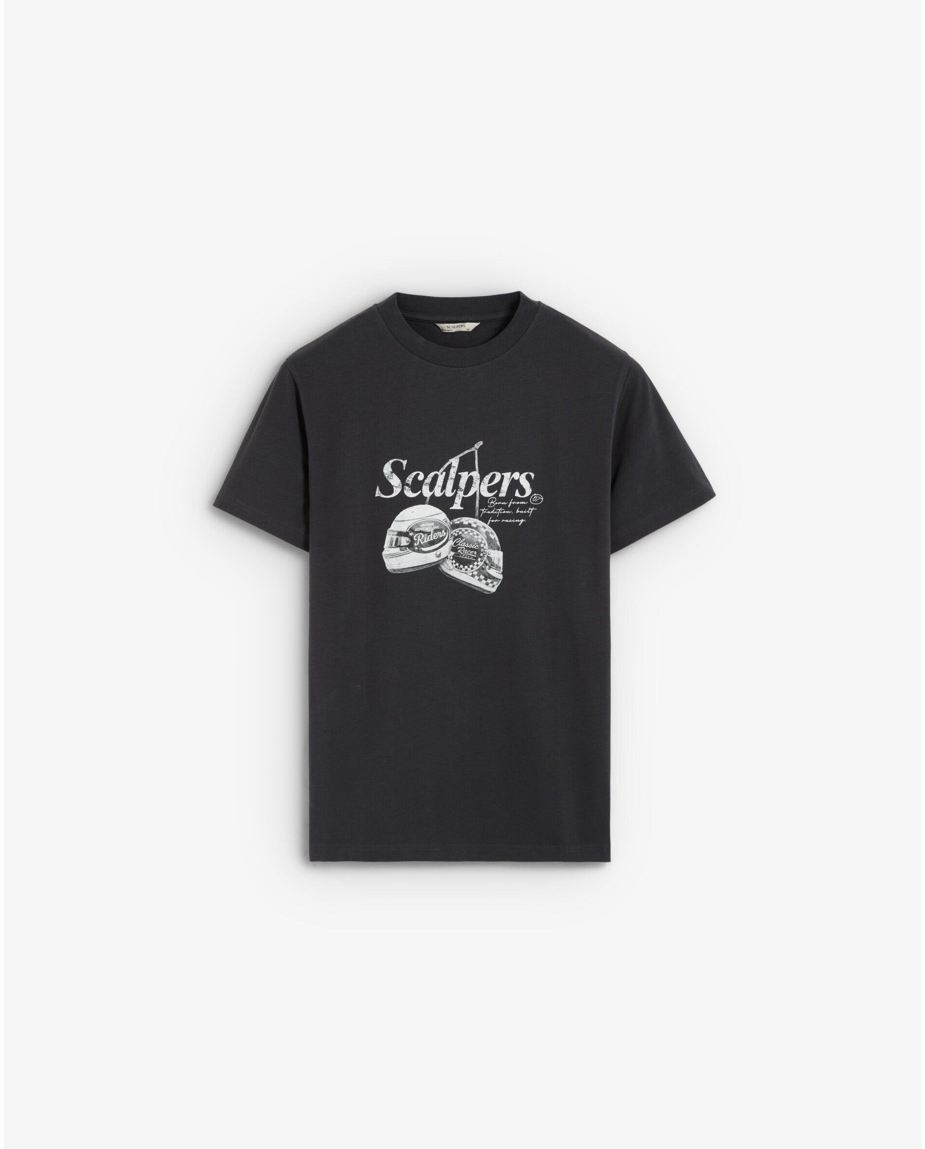 Camiseta de hombre de manga corta con estampado frontal efecto lavado - Scalpers - Antracita Antracita-1