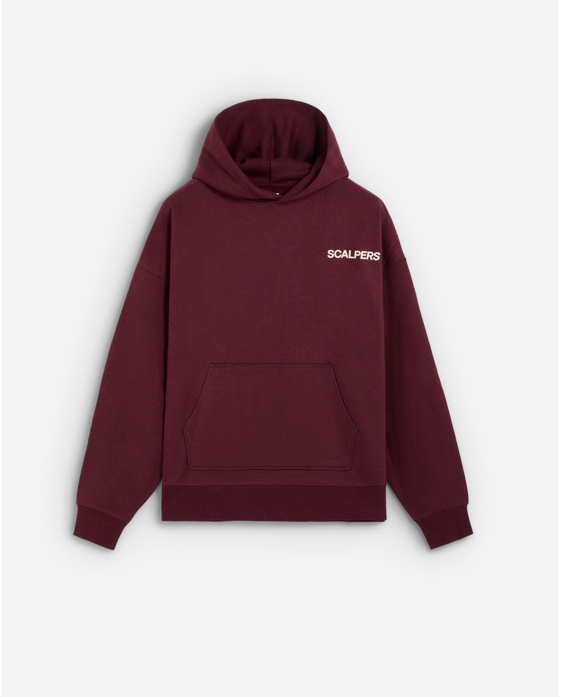 Imagen 6 de Sudadera con capucha de hombre con bolsillo canguro y letrero trasero - Scalpers - Burdeos Burdeos