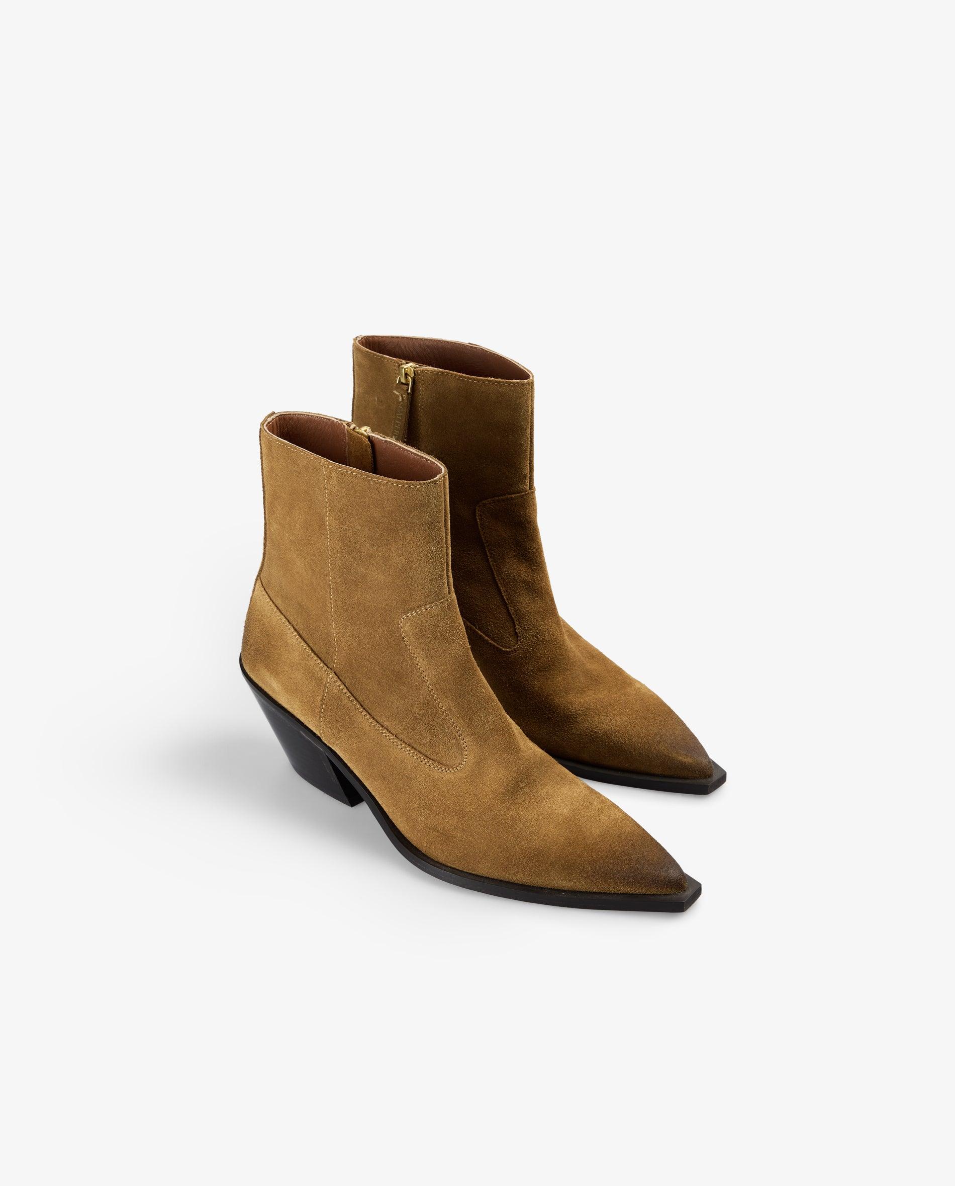 Imagen 2 de Botas básicas de mujer en ante con cremallera lateral - Scalpers - Tabaco Tabaco