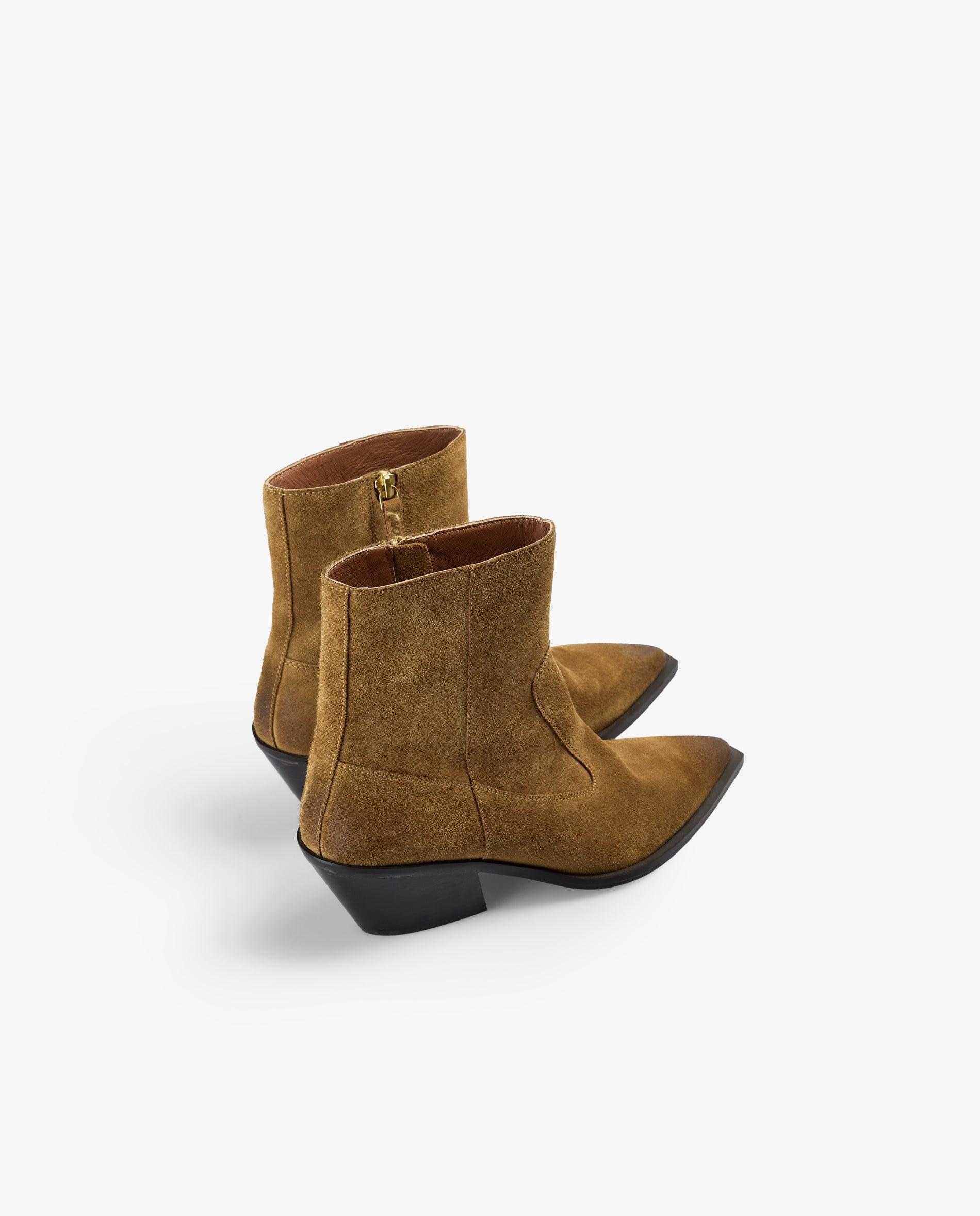 Imagen 3 de Botas básicas de mujer en ante con cremallera lateral - Scalpers - Tabaco Tabaco