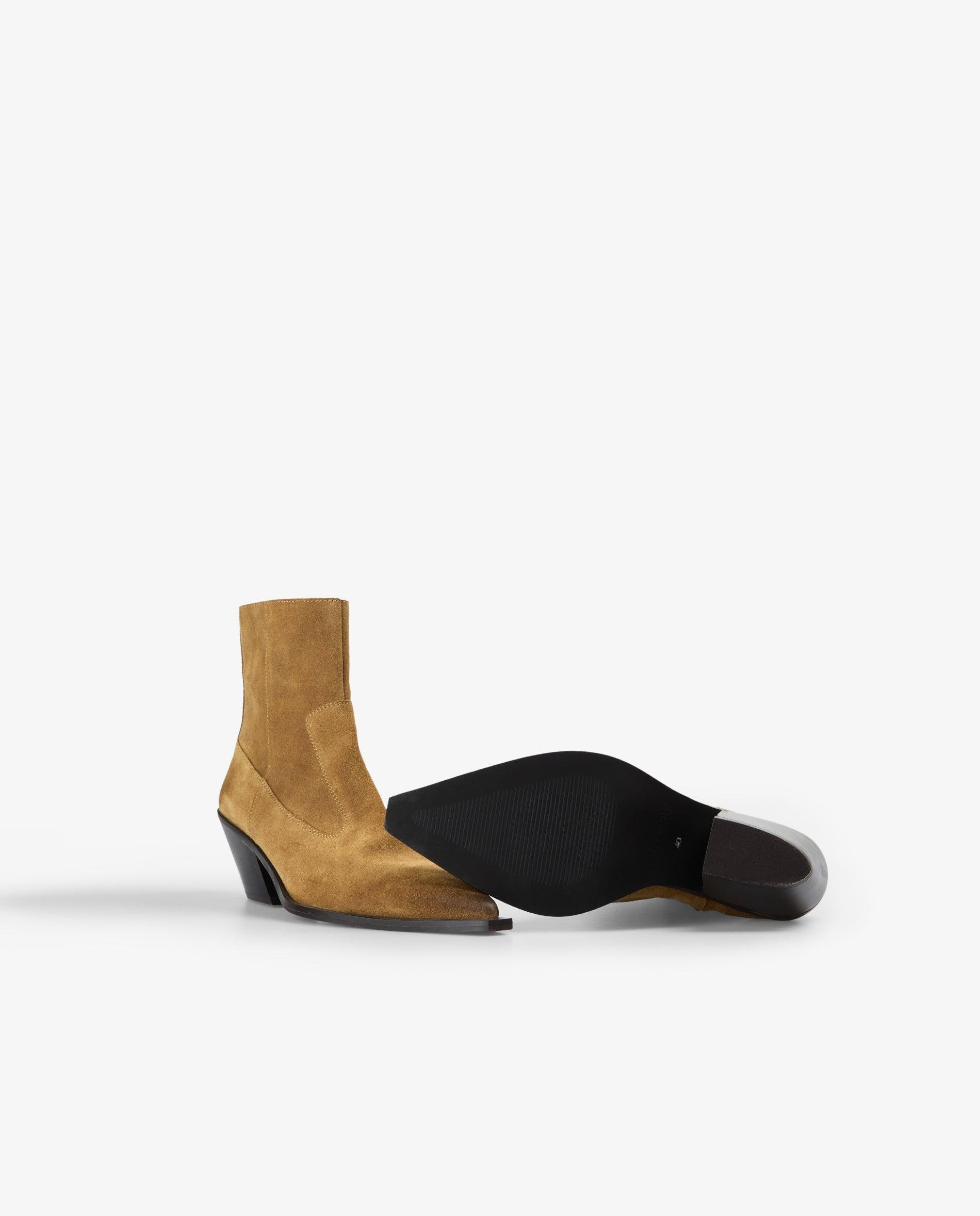 Imagen 4 de Botas básicas de mujer en ante con cremallera lateral - Scalpers - Tabaco Tabaco