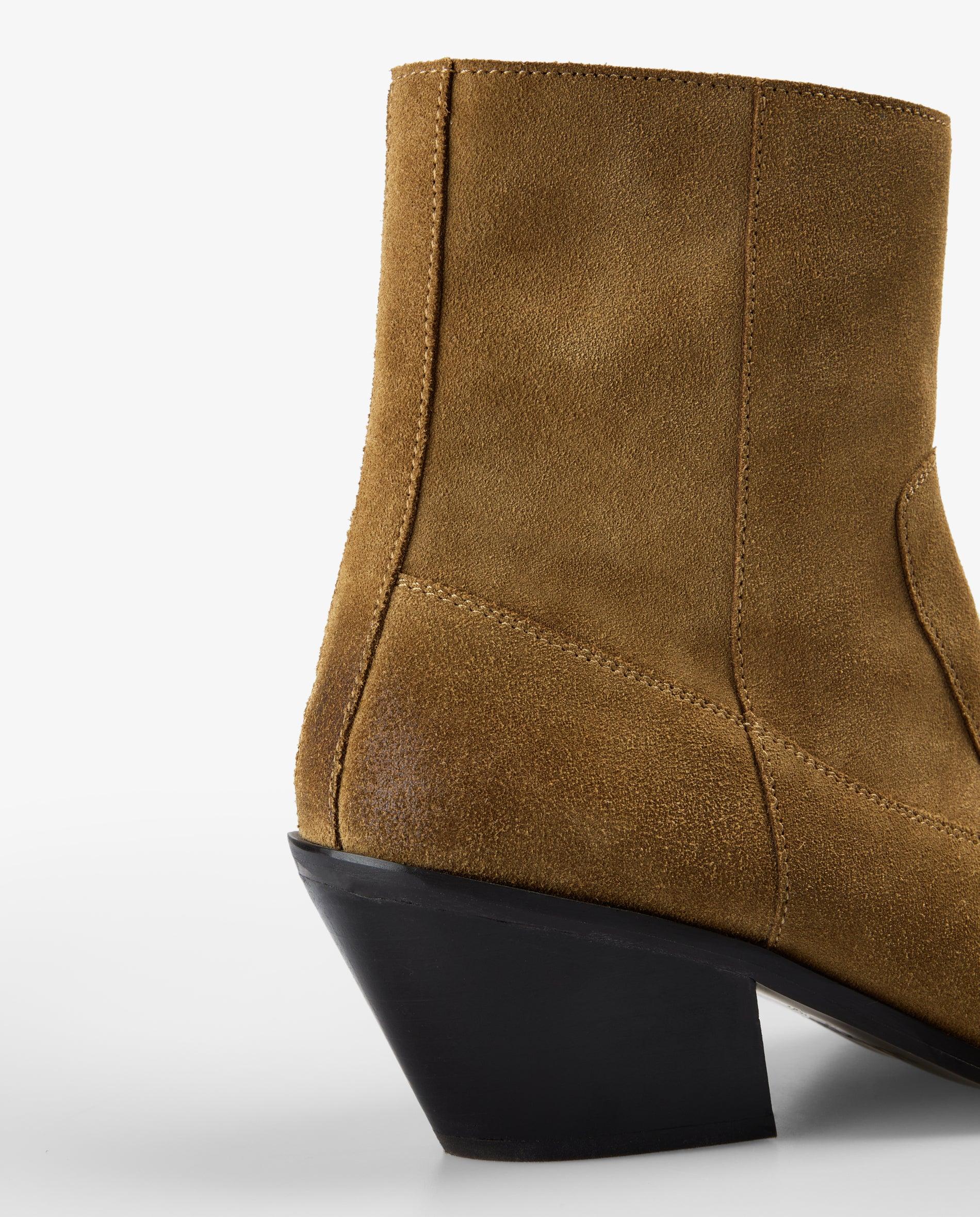 Imagen 6 de Botas básicas de mujer en ante con cremallera lateral - Scalpers - Tabaco Tabaco