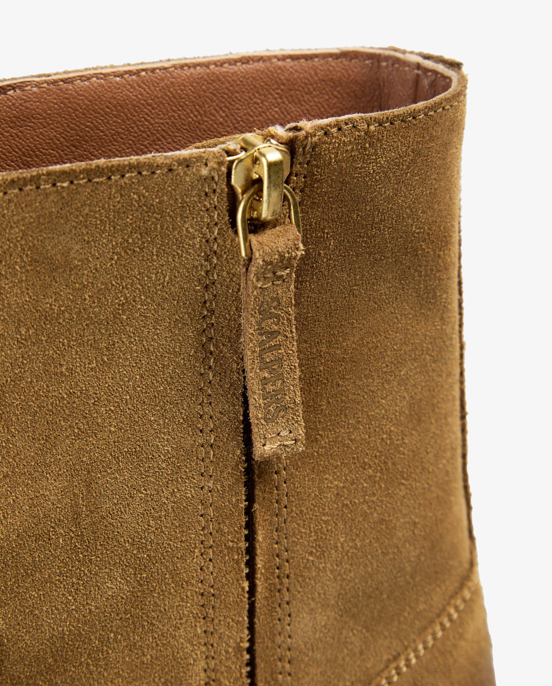 Imagen 7 de Botas básicas de mujer en ante con cremallera lateral - Scalpers - Tabaco Tabaco