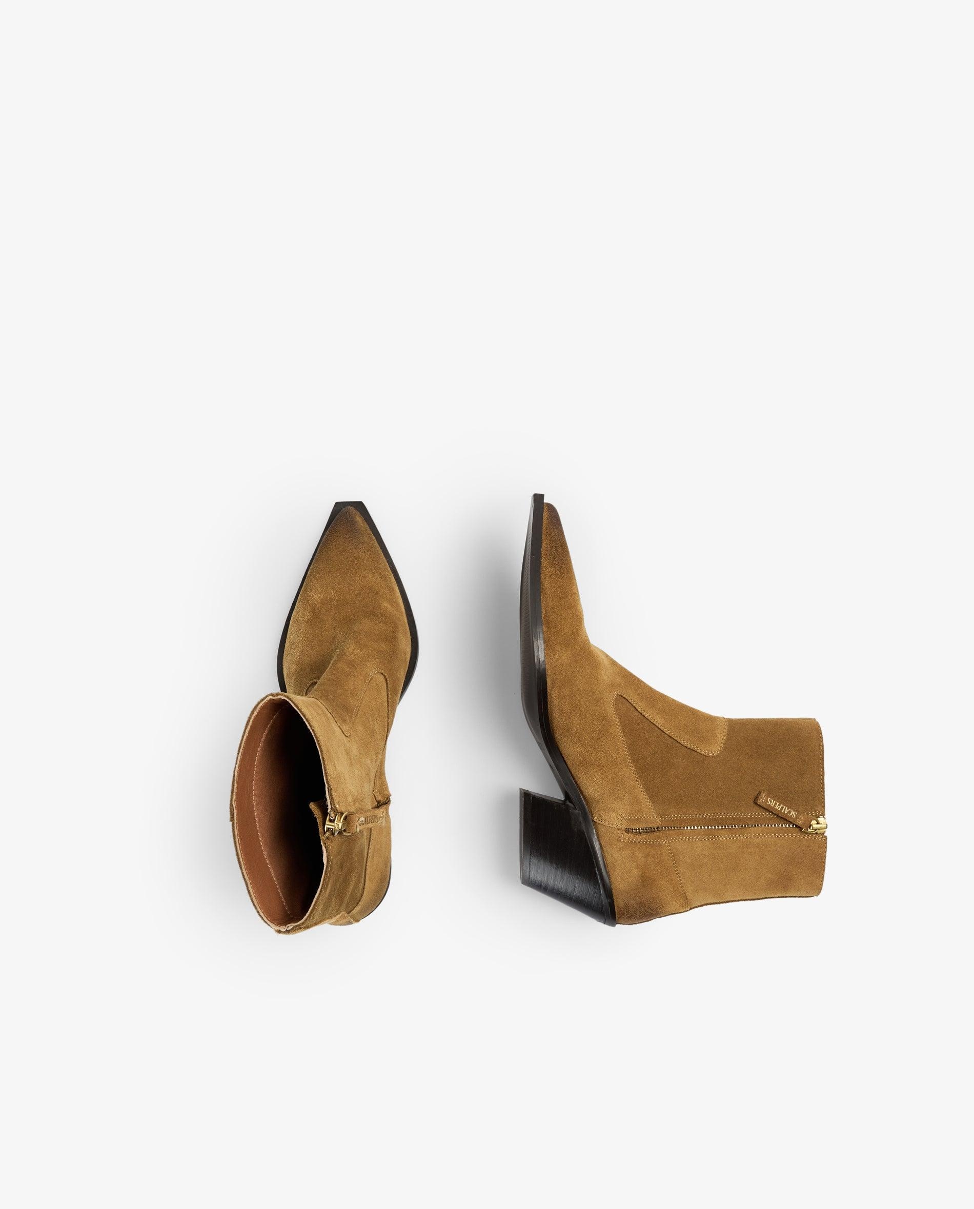 Imagen 8 de Botas básicas de mujer en ante con cremallera lateral - Scalpers - Tabaco Tabaco