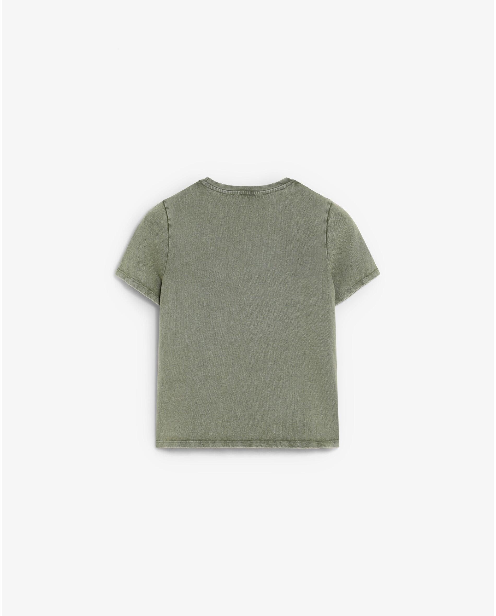 Camiseta de mujer efecto lavado con detalle bordado en el pecho - Scalpers - Kaki Kaki-2