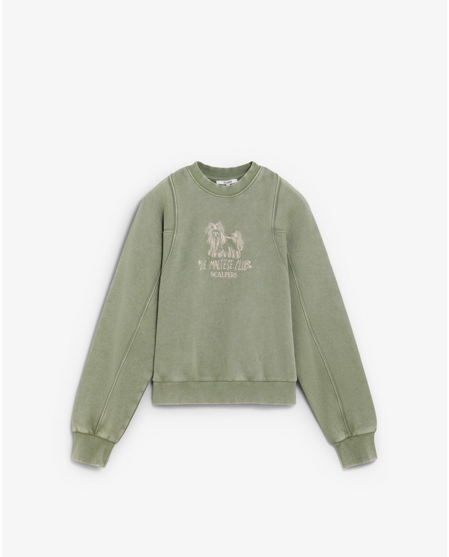 Imagen 0 de Sudadera de mujer loose fit con costuras y bordado a contraste Kaki