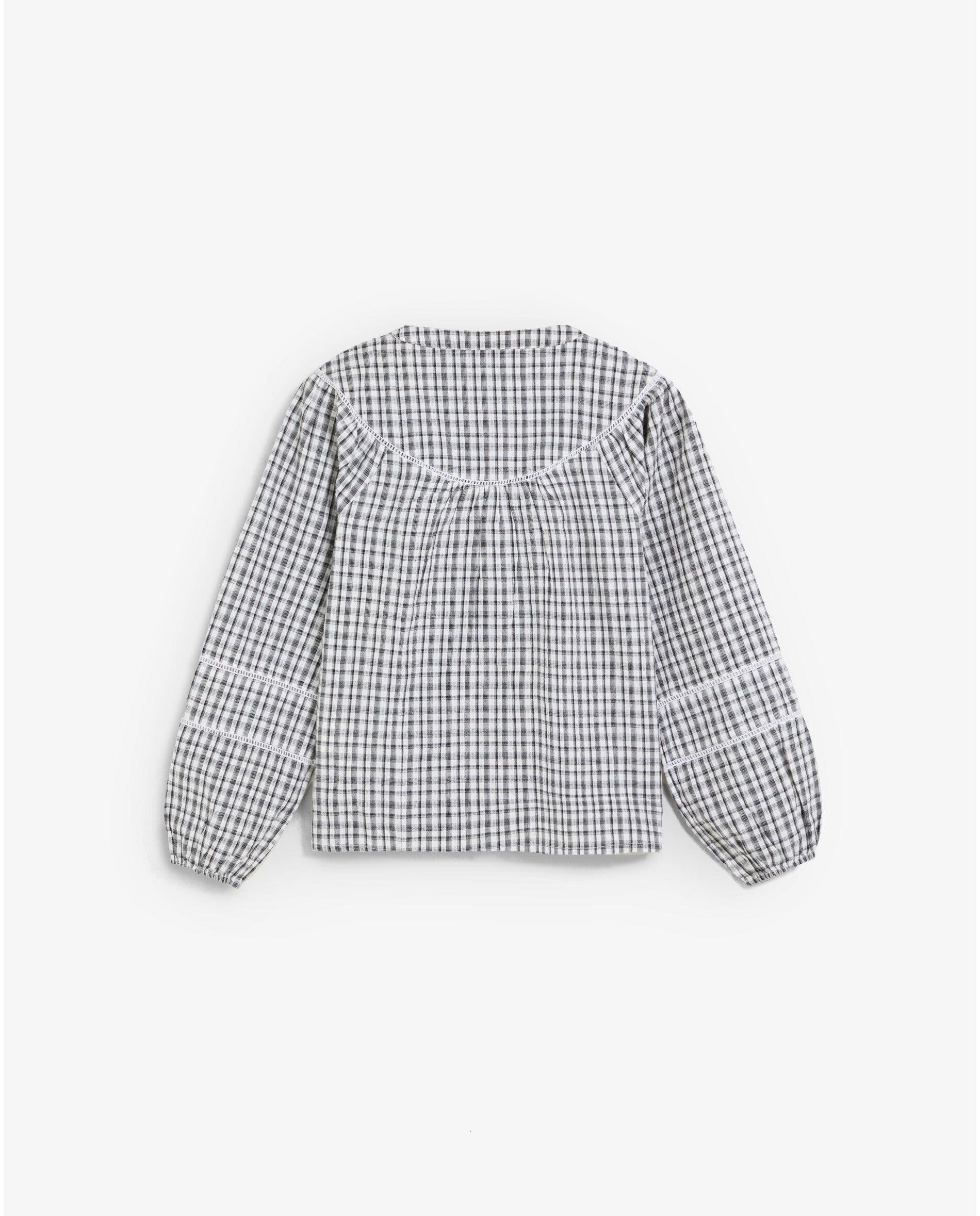 Imagen 2 de Blusa de niña con estampado de cuadros y cuello redondo - Scalpers - Blanco / Negro Blanco / Negro