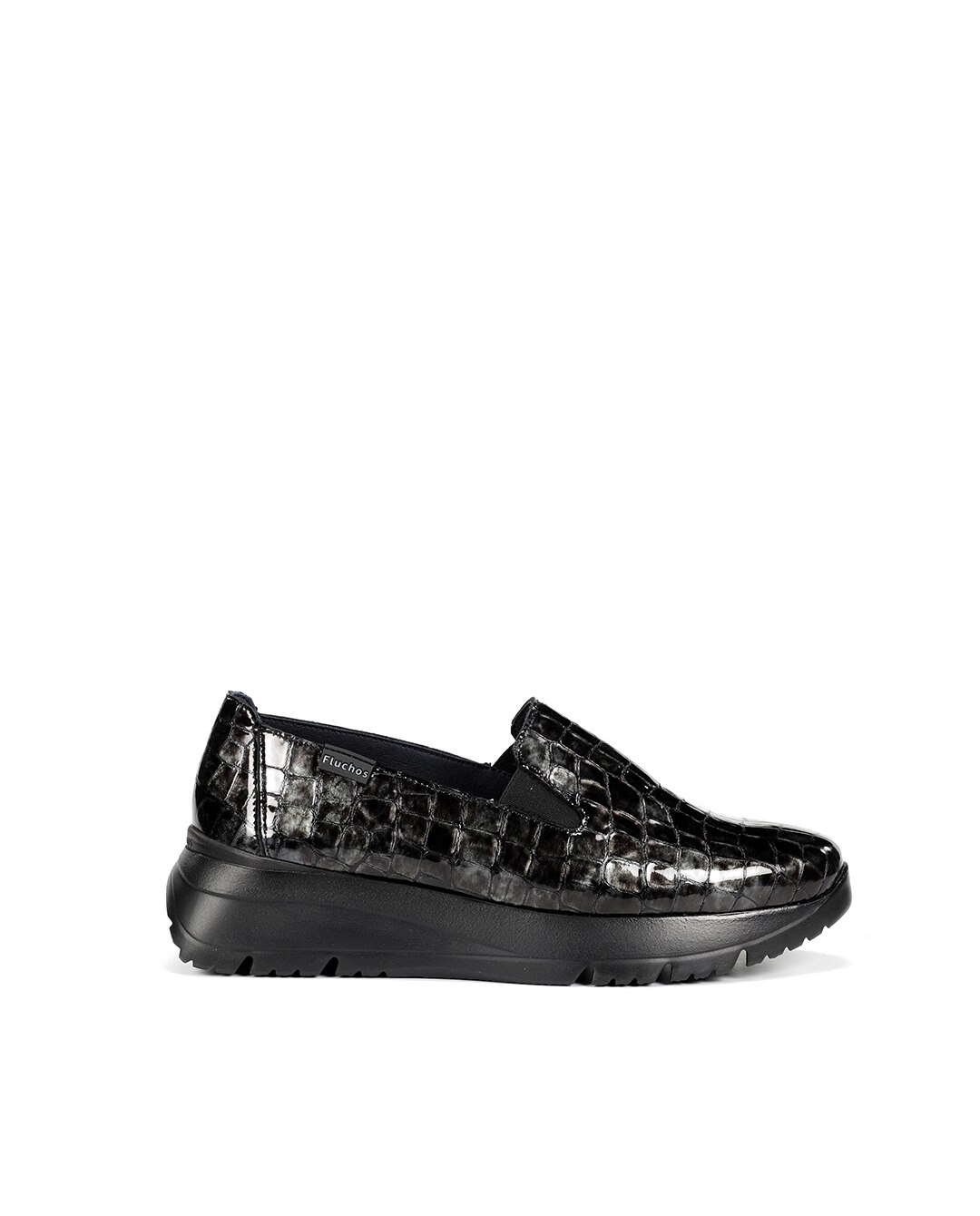 Mocasines de mujer fabricados en charol - Fluchos - Negro brillante Negro brillante-1