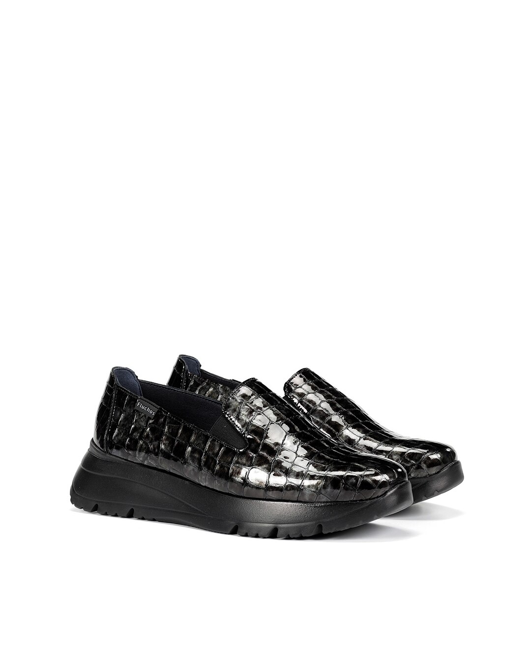 Mocasines de mujer fabricados en charol - Fluchos - Negro brillante Negro brillante-3