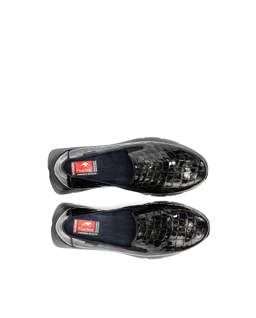 Mocasines de mujer fabricados en charol - Fluchos - Negro brillante Negro brillante-5