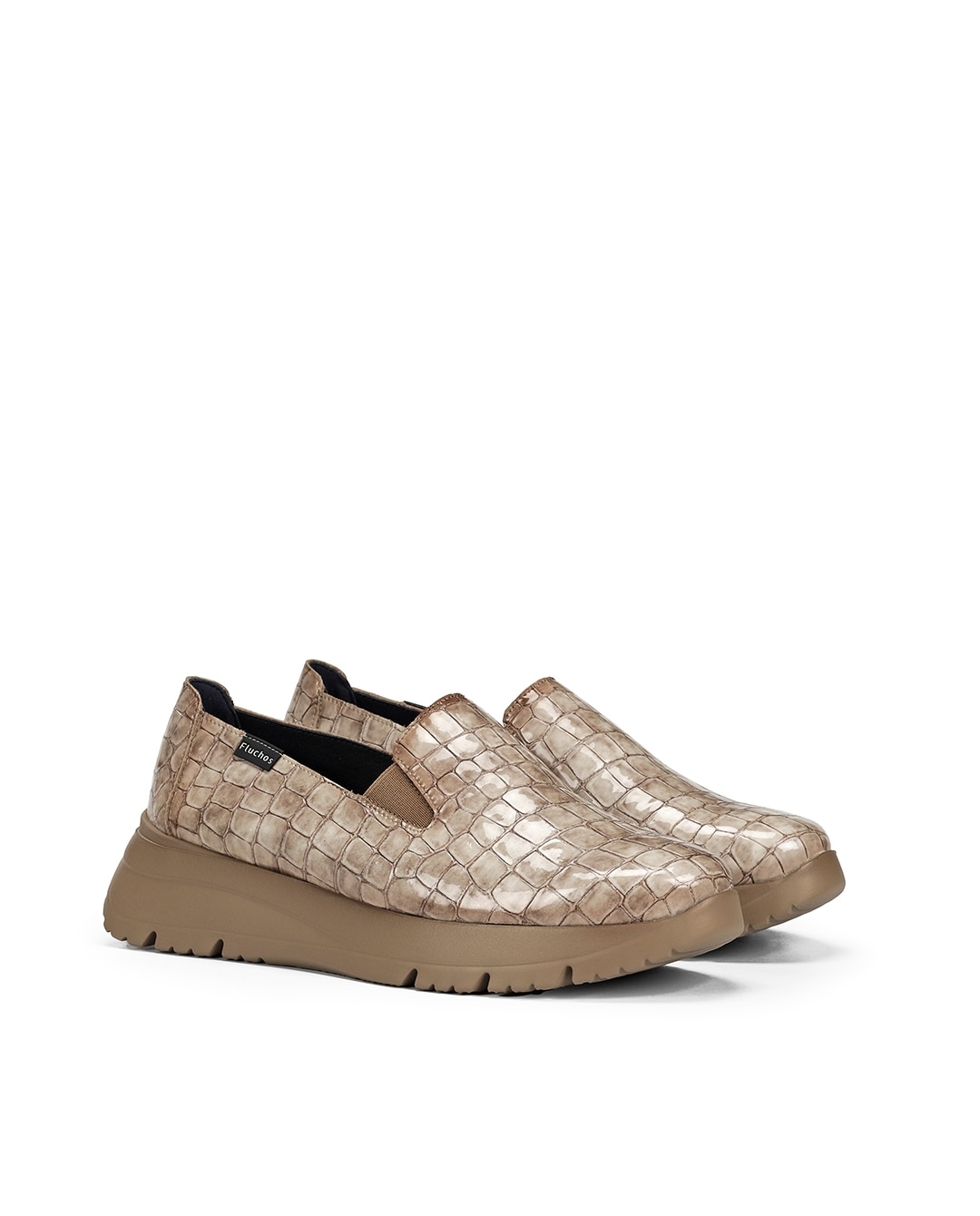 Mocasines de mujer fabricados en charol - Fluchos - Beige Beige-3