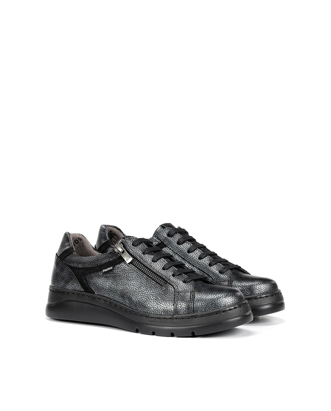 Zapatos de cordones de mujer fabricados en piel - Fluchos - Gris Gris-3