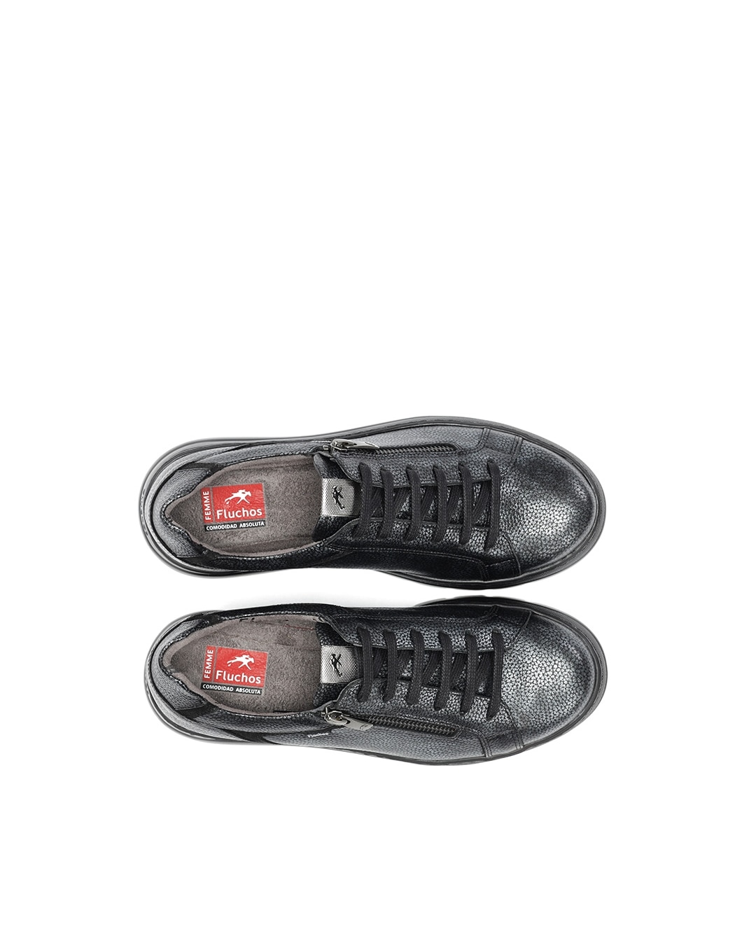 Zapatos de cordones de mujer fabricados en piel - Fluchos - Gris Gris-5