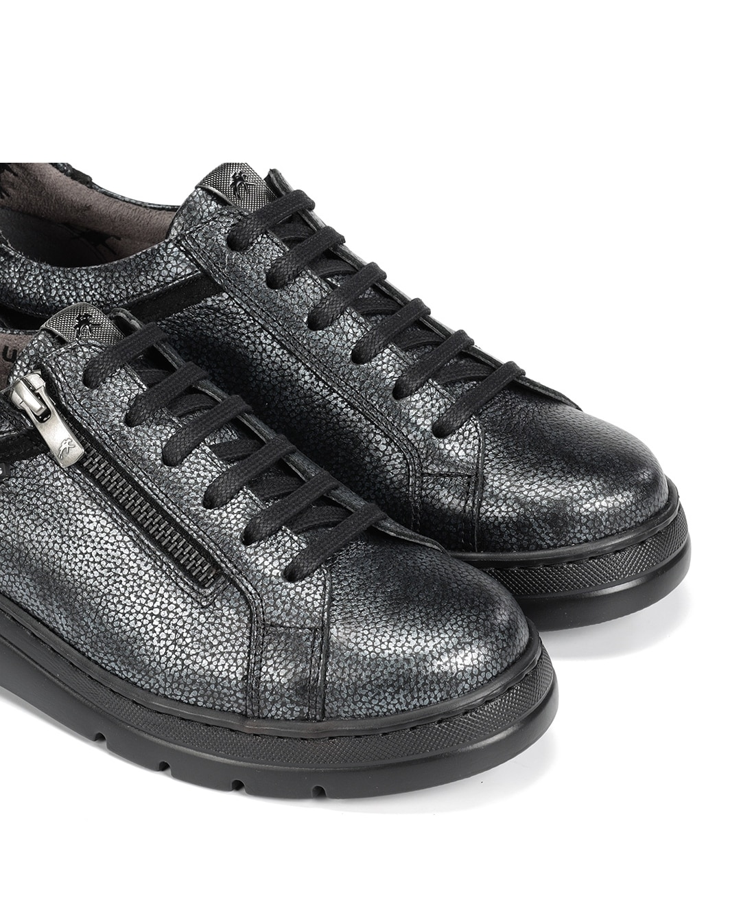 Zapatos de cordones de mujer fabricados en piel - Fluchos - Gris Gris-6