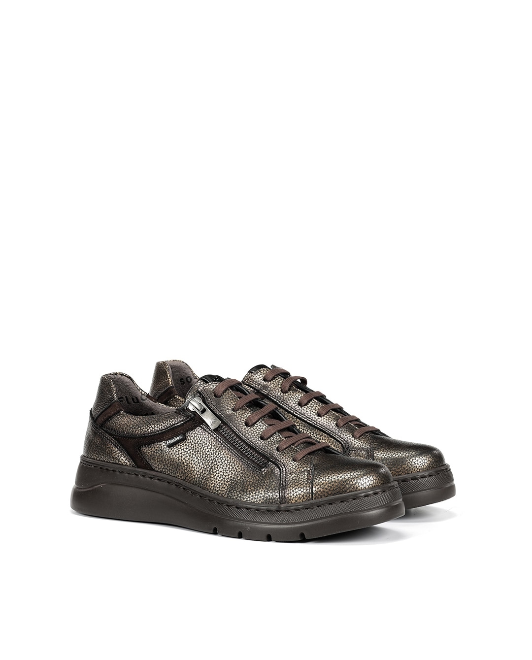 Zapatos de cordones de mujer fabricados en piel - Fluchos - Marrón Marrón-3