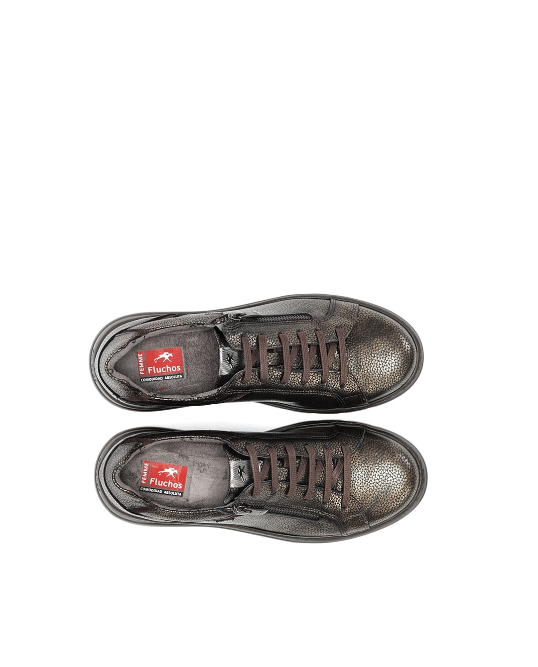 Zapatos de cordones de mujer fabricados en piel - Fluchos - Marrón Marrón-5