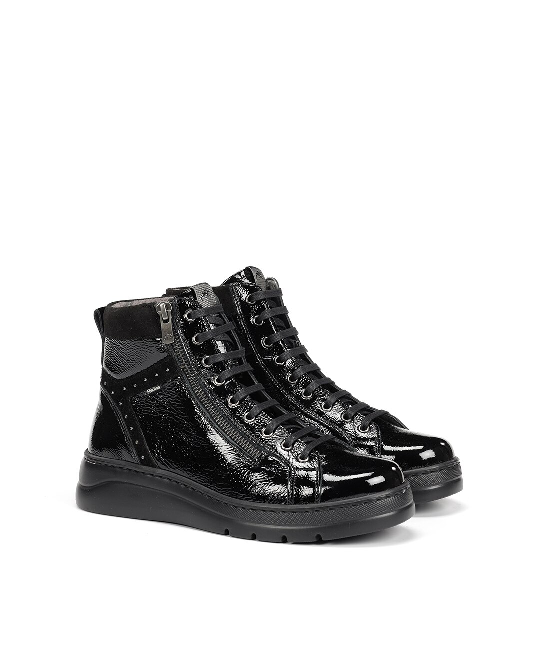 Botines de mujer fabricados en charol - Fluchos - Negro Negro-3