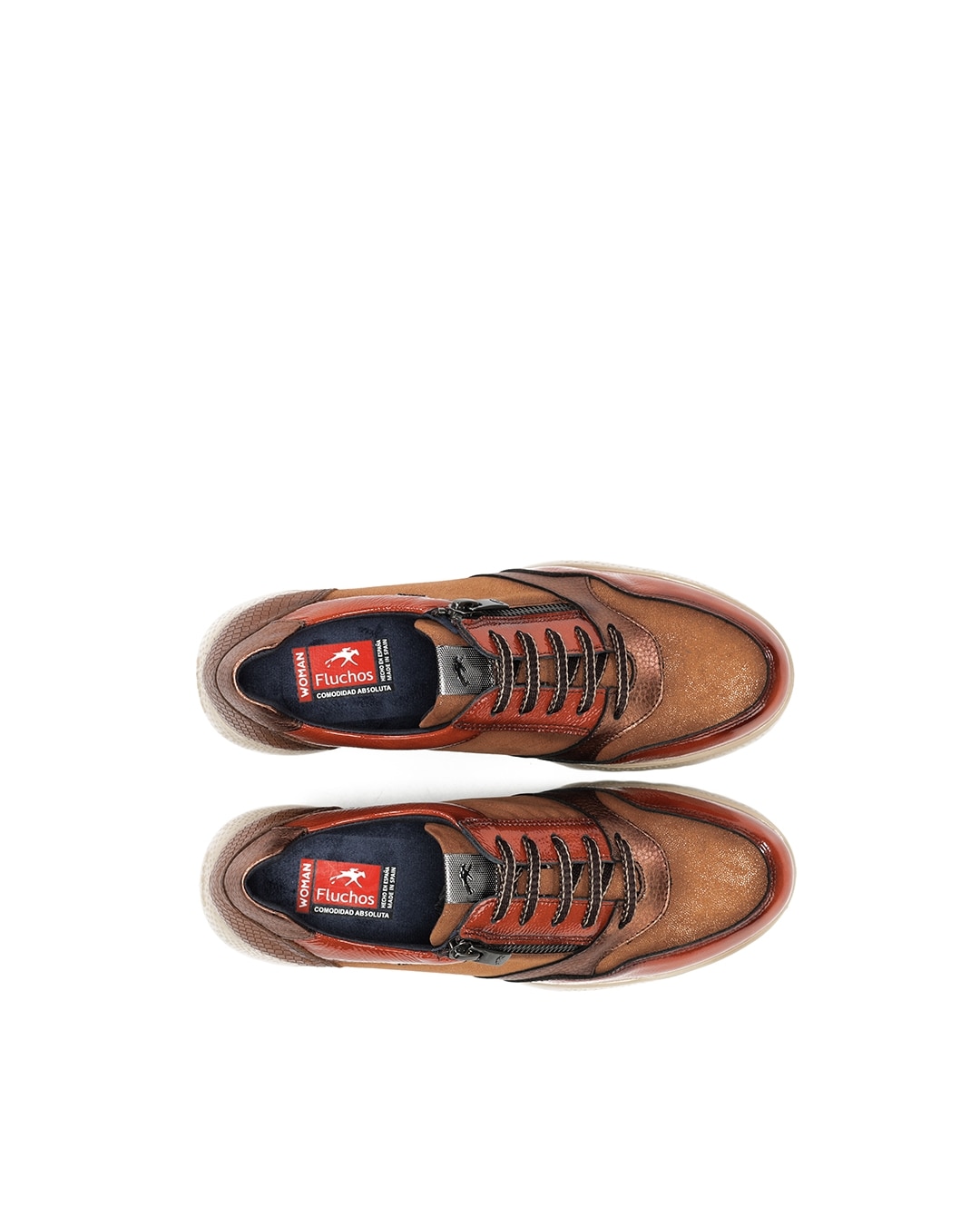 Zapatos de cordones de mujer fabricados en piel - Fluchos - Marrón Marrón-5