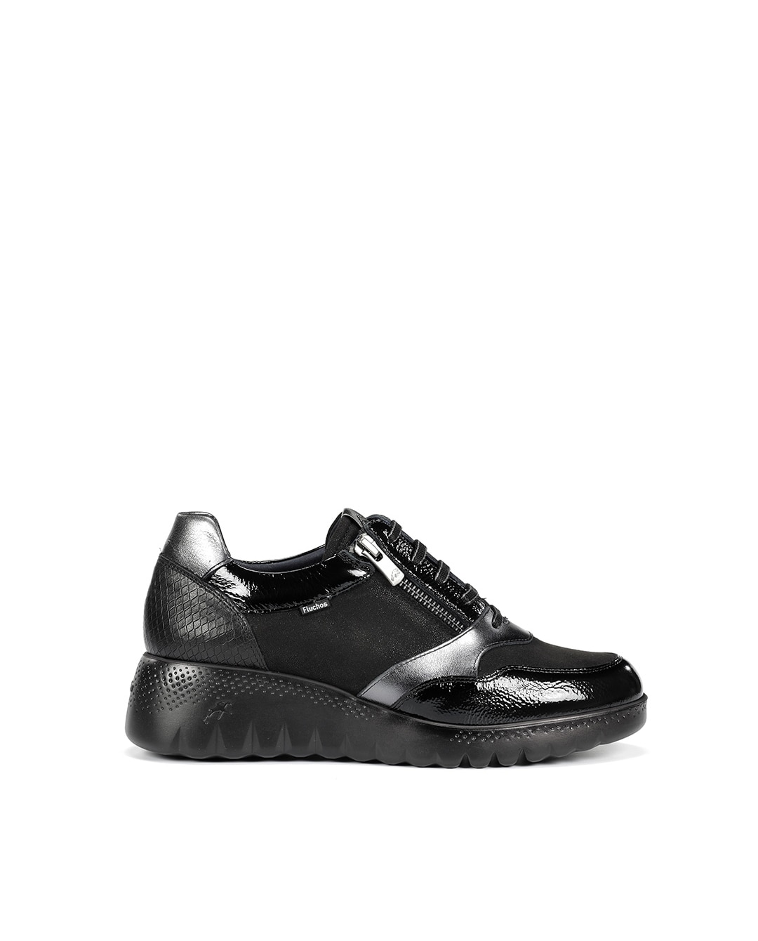 Zapatos de cordones de mujer fabricados en piel - Fluchos - Negro Negro-1