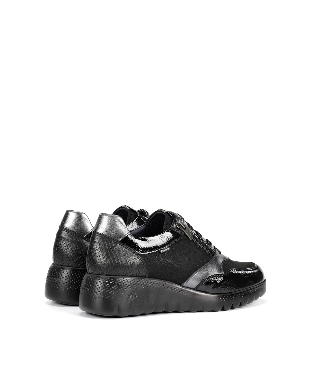 Zapatos de cordones de mujer fabricados en piel - Fluchos - Negro Negro-2
