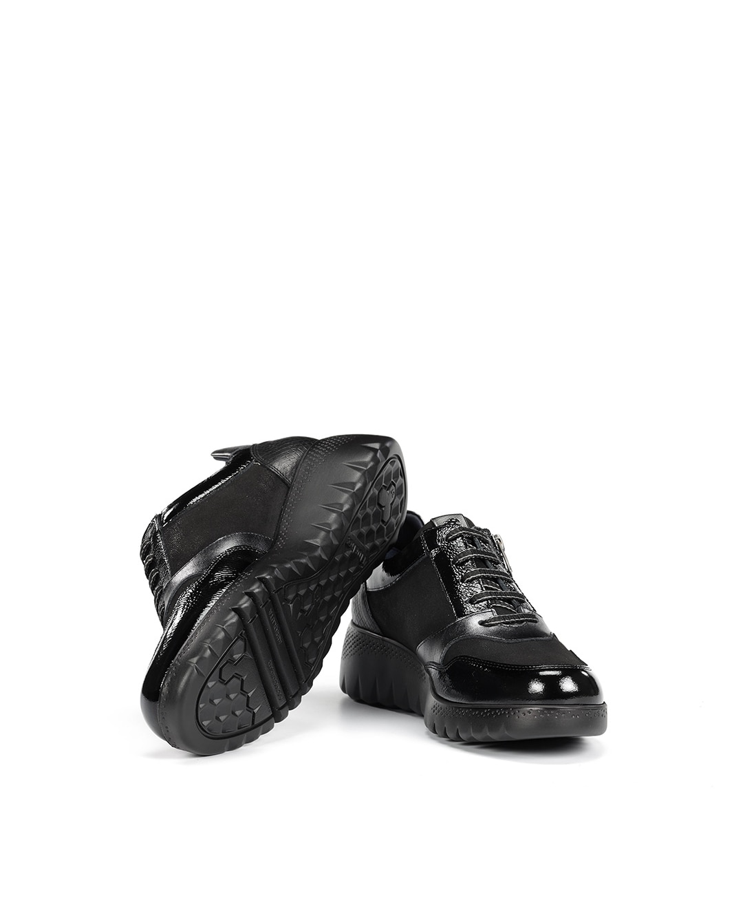 Zapatos de cordones de mujer fabricados en piel - Fluchos - Negro Negro-4