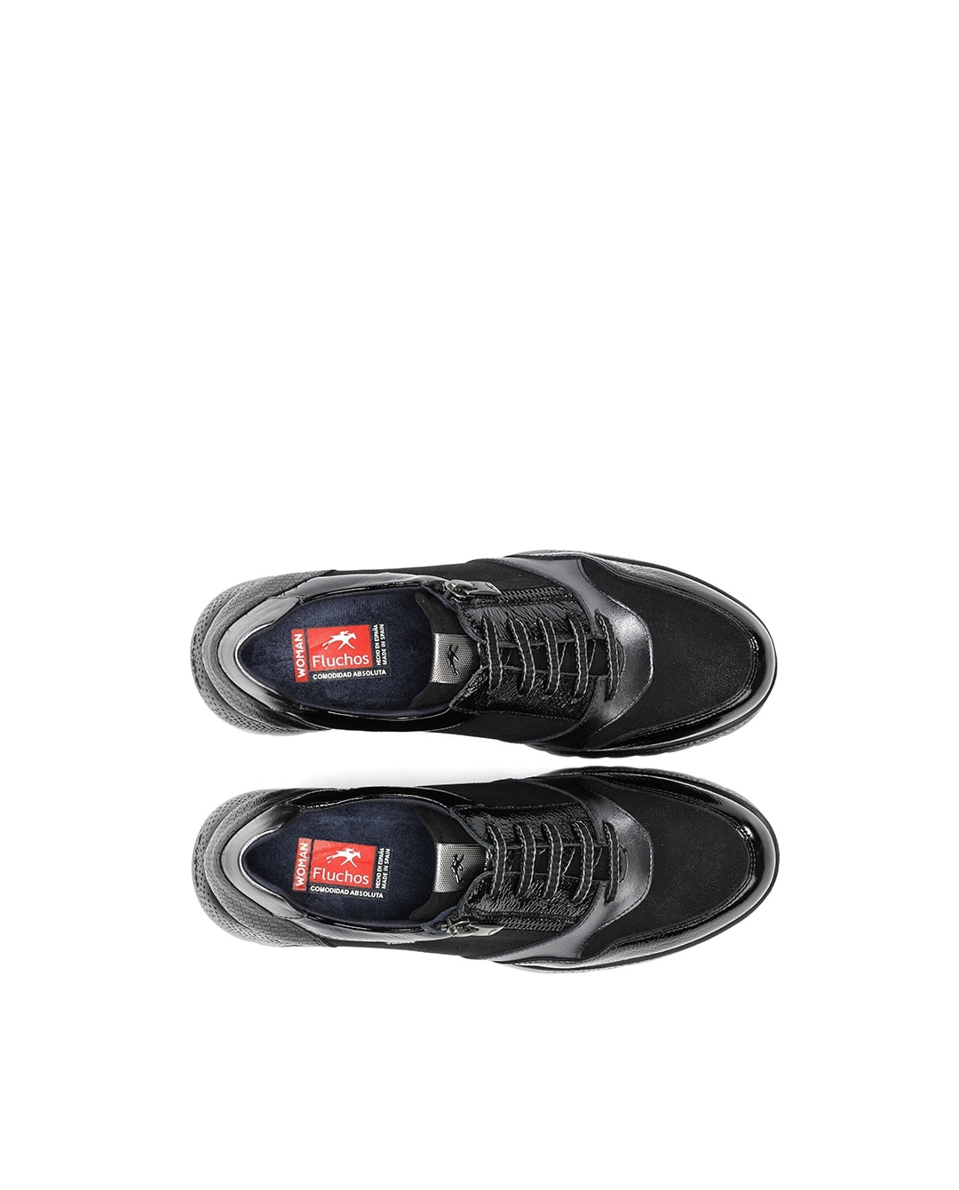 Zapatos de cordones de mujer fabricados en piel - Fluchos - Negro Negro-5