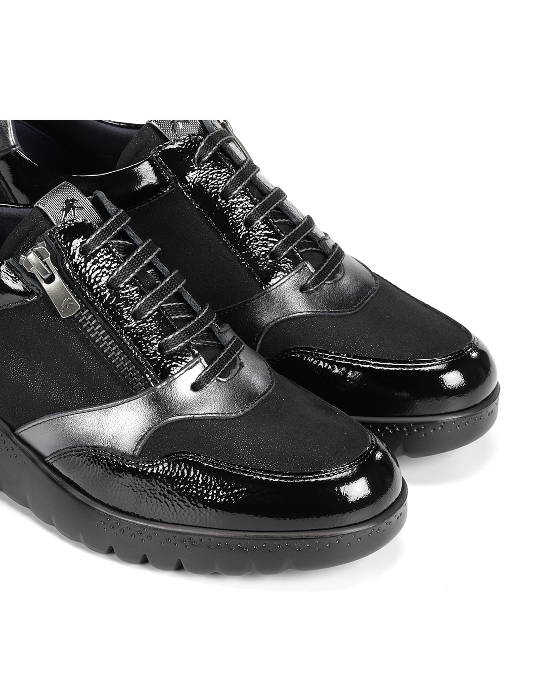 Zapatos de cordones de mujer fabricados en piel - Fluchos - Negro Negro-6