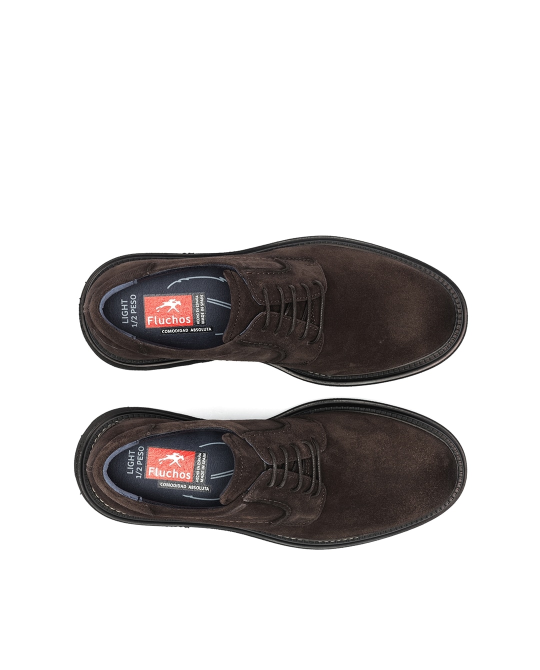 Zapatos de cordones de hombre fabricados en serraje - Fluchos - Marrón Marrón-5