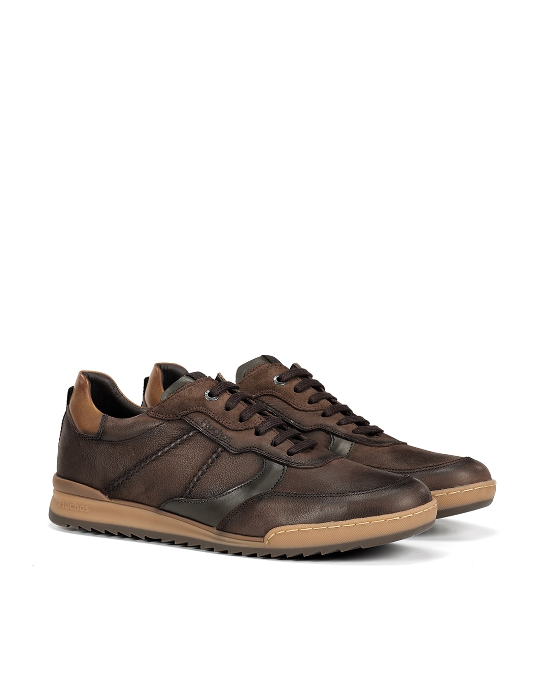Zapatos de cordones de hombre fabricados en engrasado - Fluchos - Marrón Marrón-3