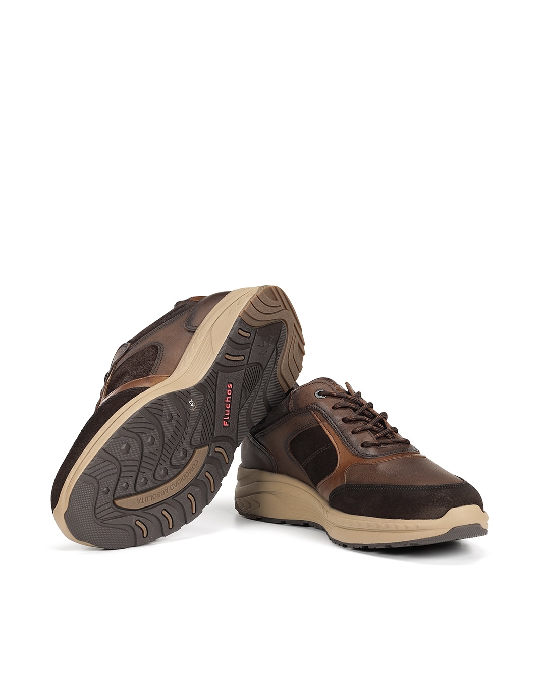 Zapatos de cordones de hombre fabricados en nobuck - Fluchos - Marrón Marrón-4