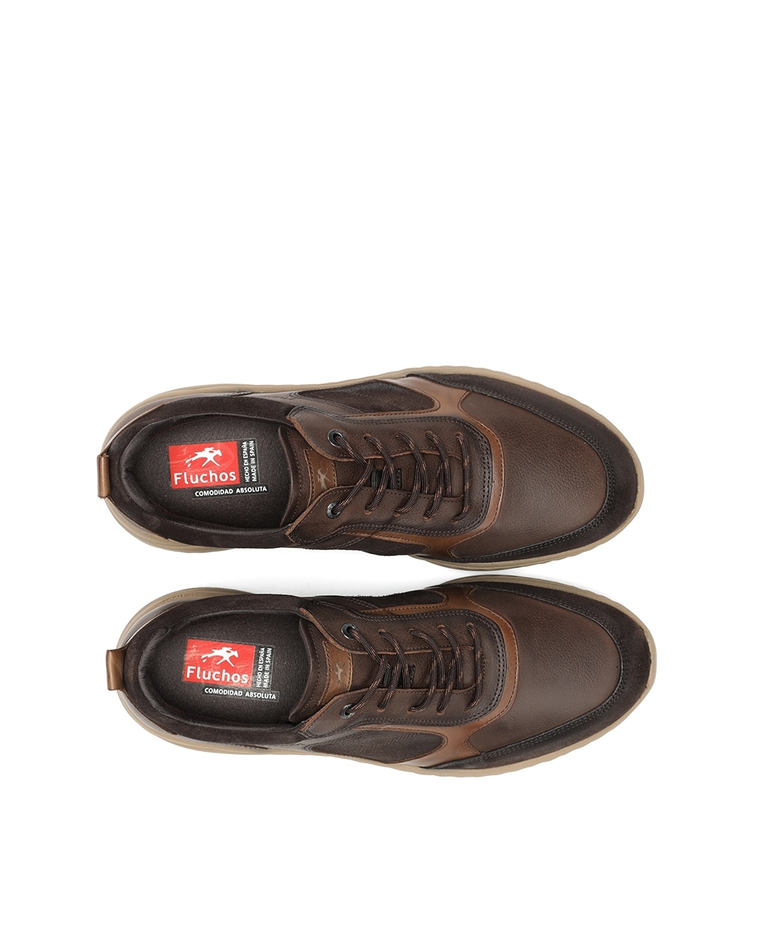 Zapatos de cordones de hombre fabricados en nobuck - Fluchos - Marrón Marrón-5