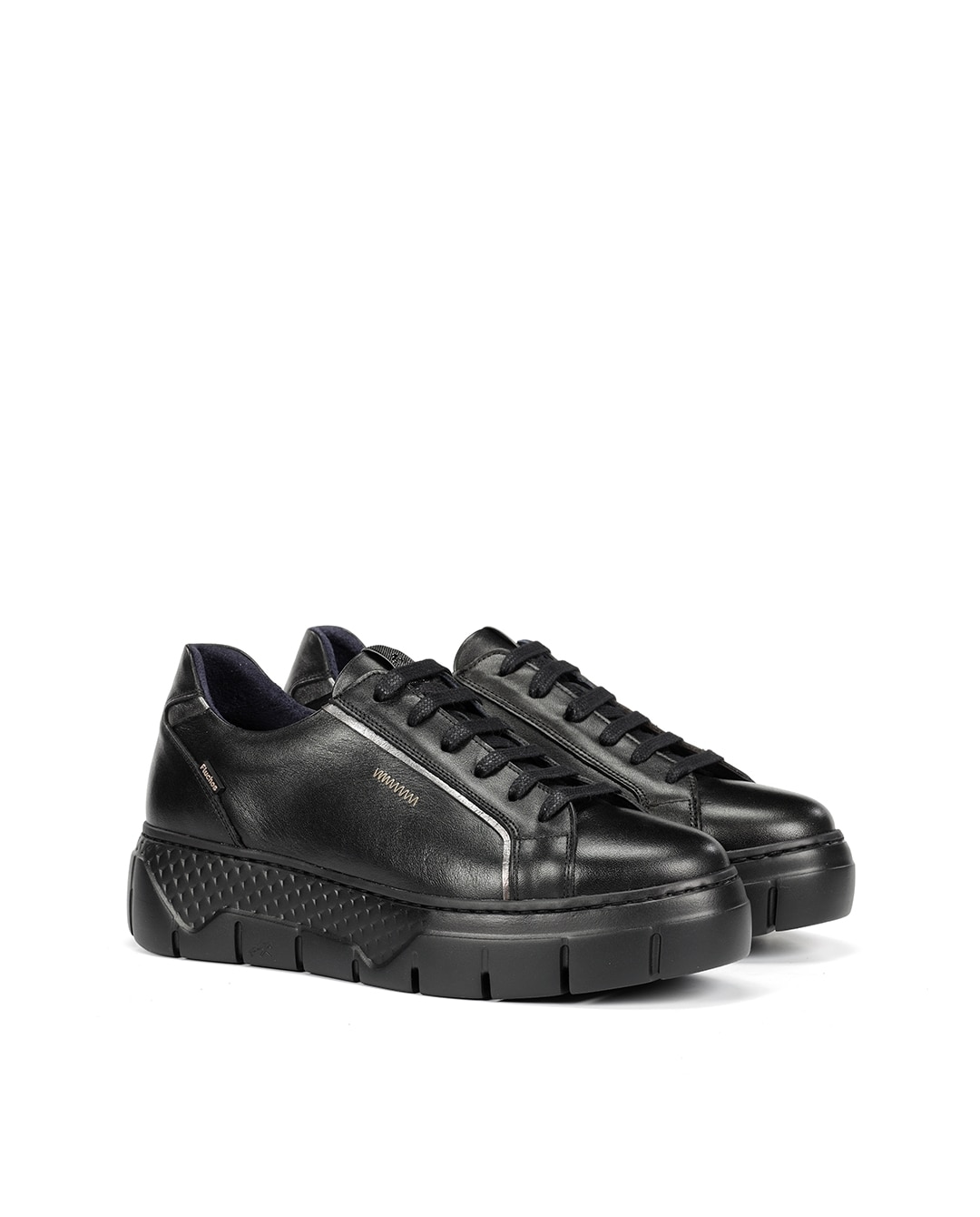 Zapatos de cordones de mujer fabricados en piel - Fluchos - Negro Negro-4