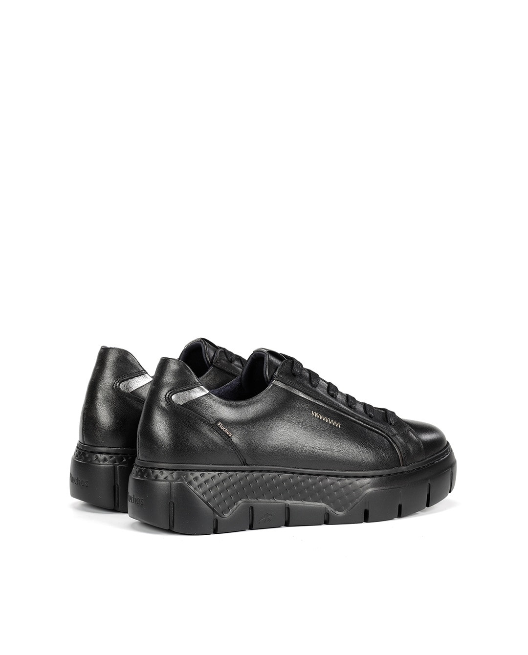 Zapatos de cordones de mujer fabricados en piel - Fluchos - Negro Negro-3