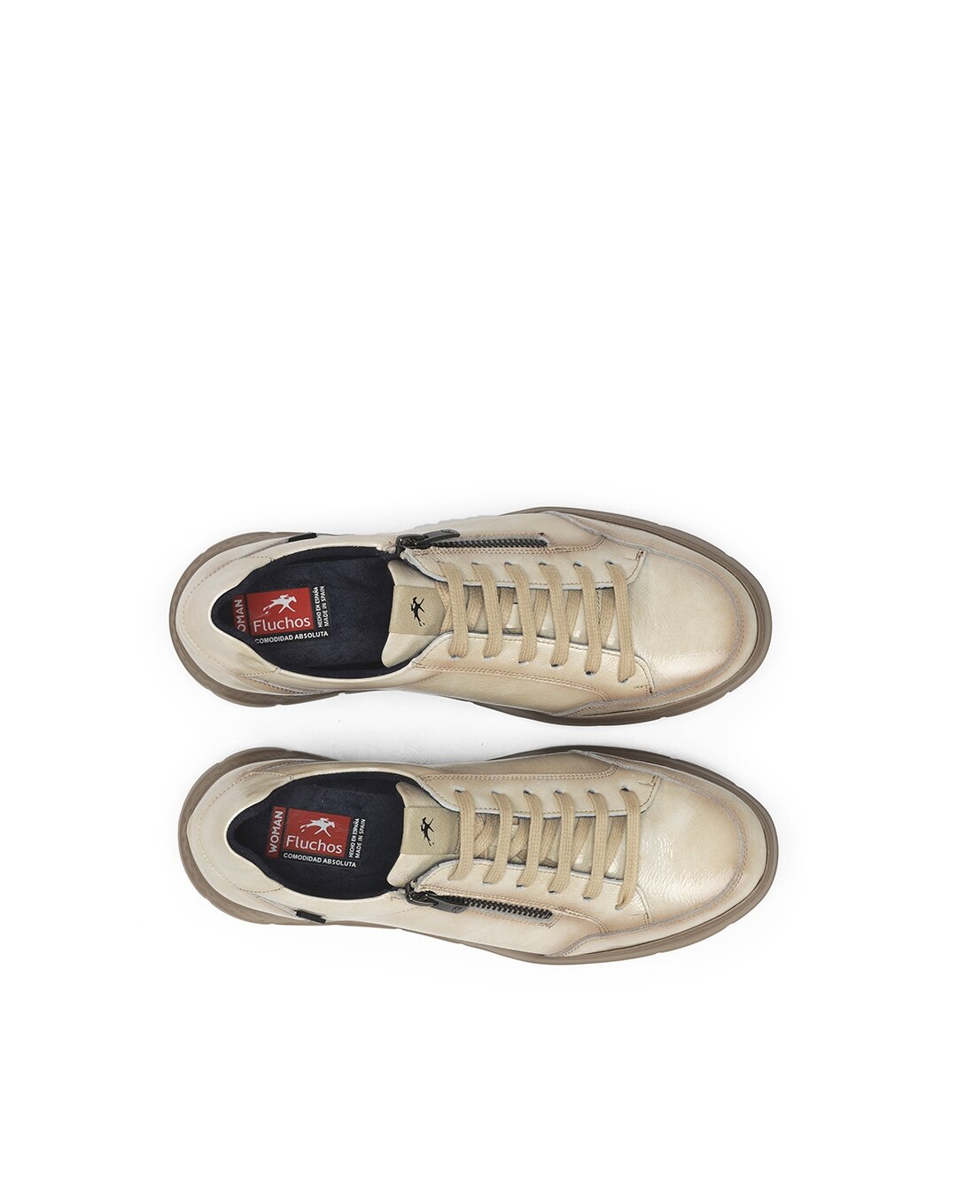 Zapatos de cordones de mujer fabricados en charol - Fluchos - Blanco Blanco-5