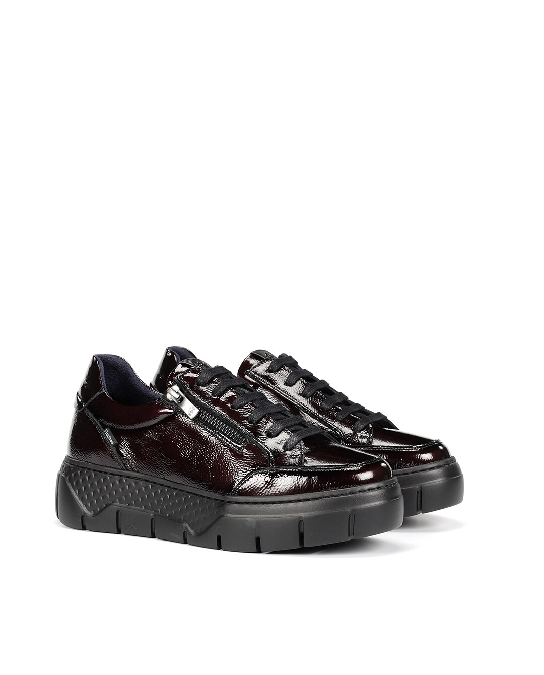 Zapatos de cordones de mujer fabricados en charol - Fluchos - Rojo Rojo-3
