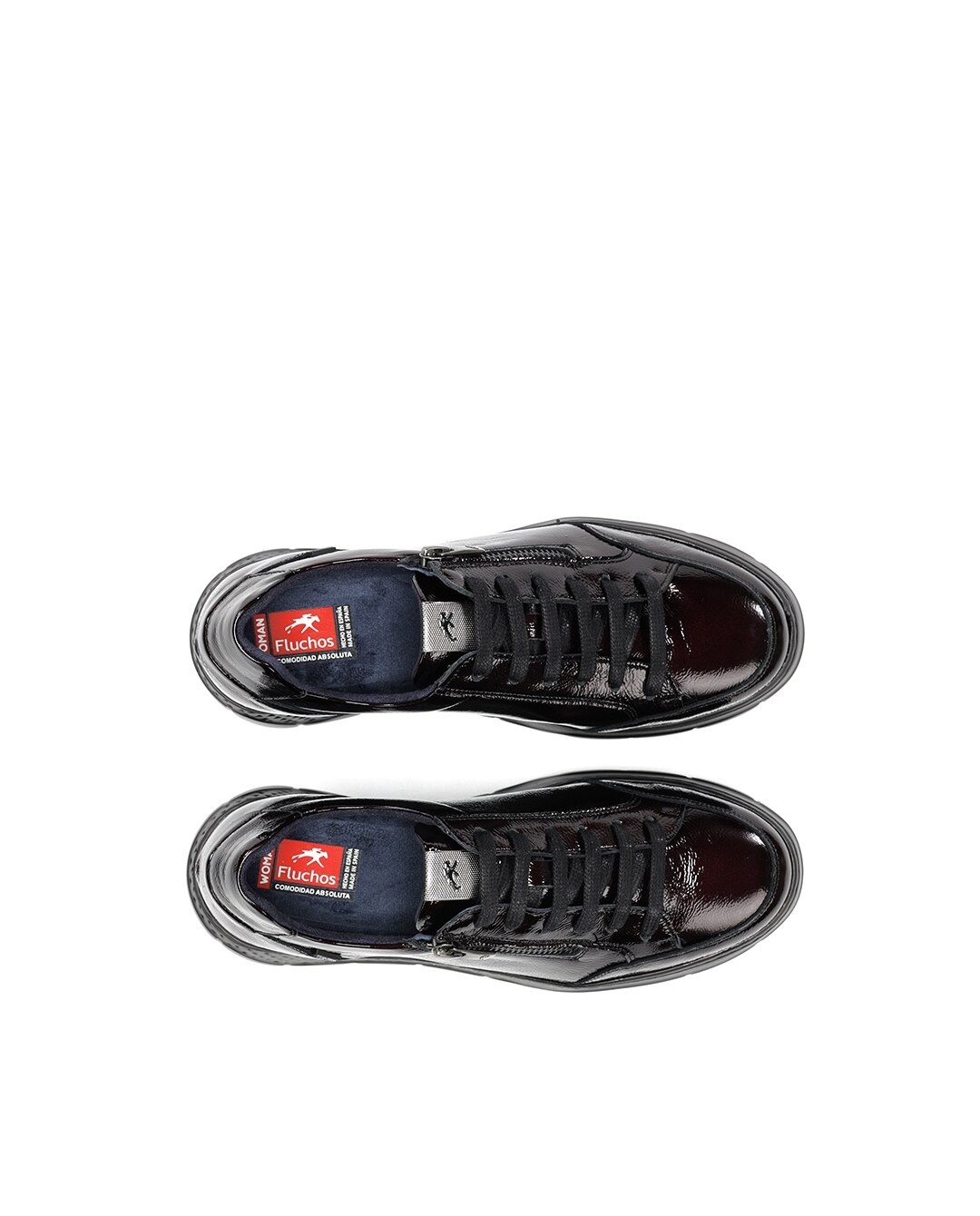 Zapatos de cordones de mujer fabricados en charol - Fluchos - Rojo Rojo-5
