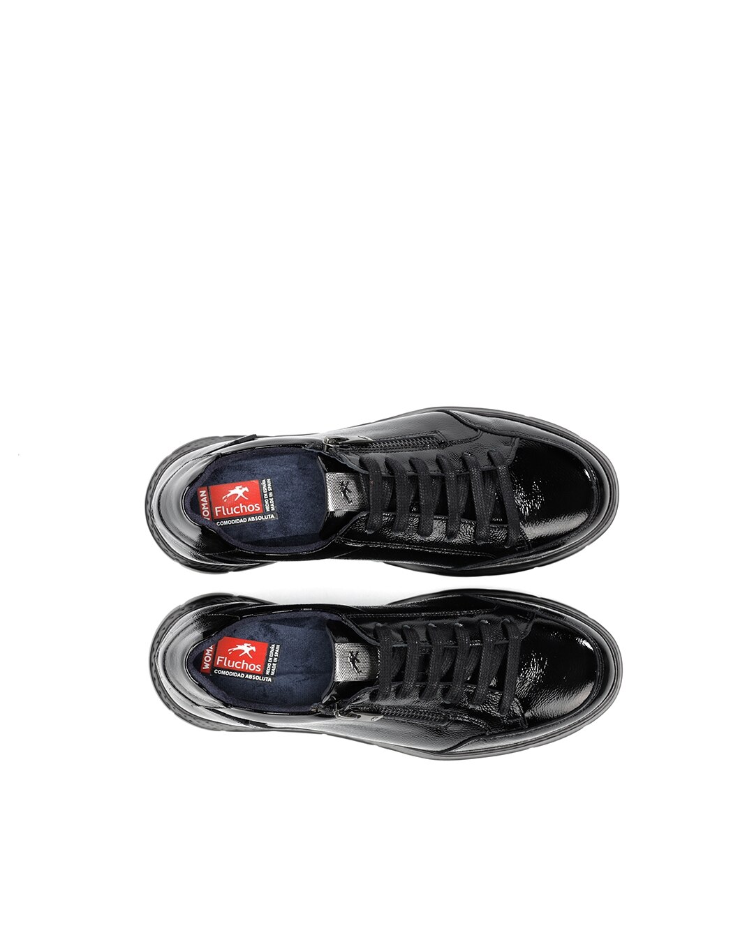 Zapatos de cordones de mujer fabricados en charol - Fluchos - Negro Negro-5