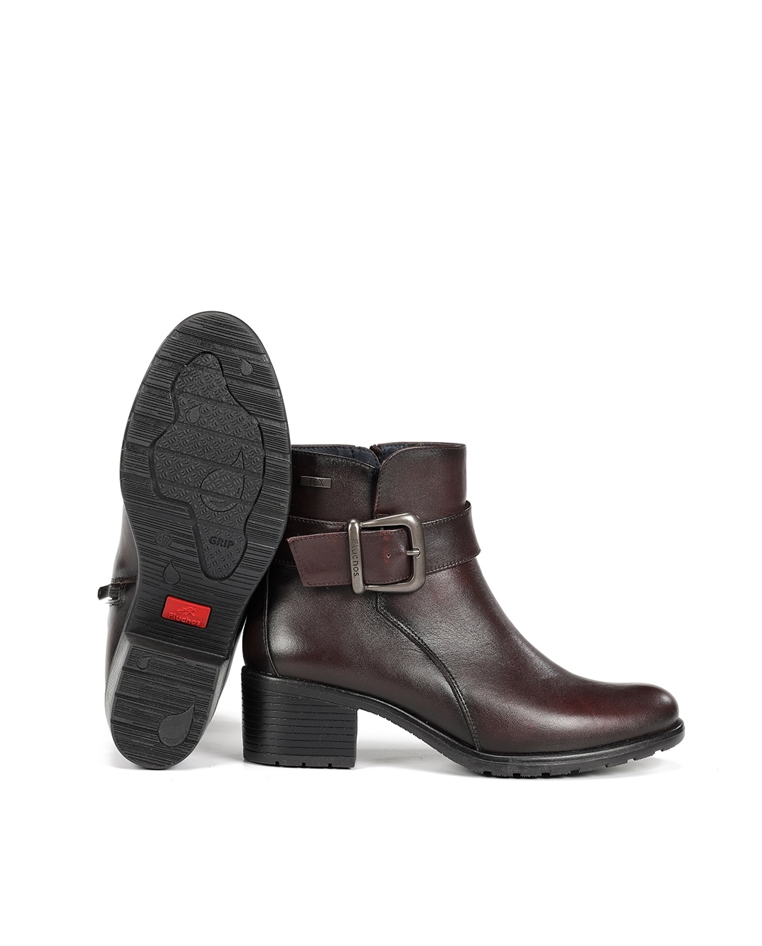 Botines de mujer fabricados en piel - Fluchos - Rojo Rojo-4