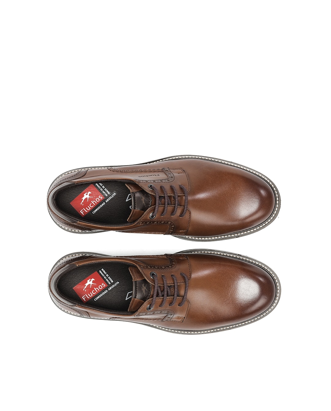Zapatos de cordones de hombre fabricados en piel - Fluchos - Marrón Marrón-5