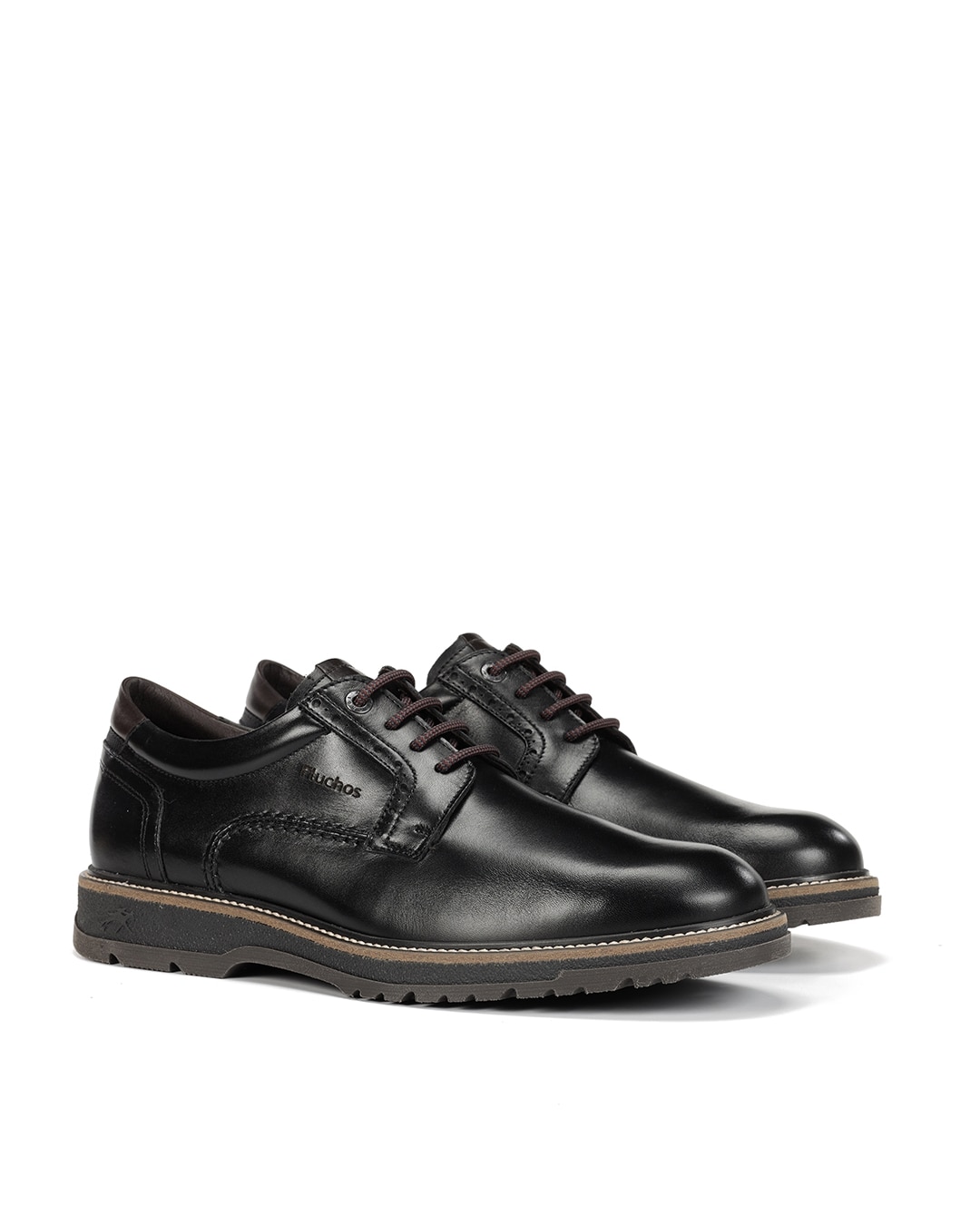 Zapatos de cordones de hombre fabricados en piel - Fluchos - Negro Negro-3