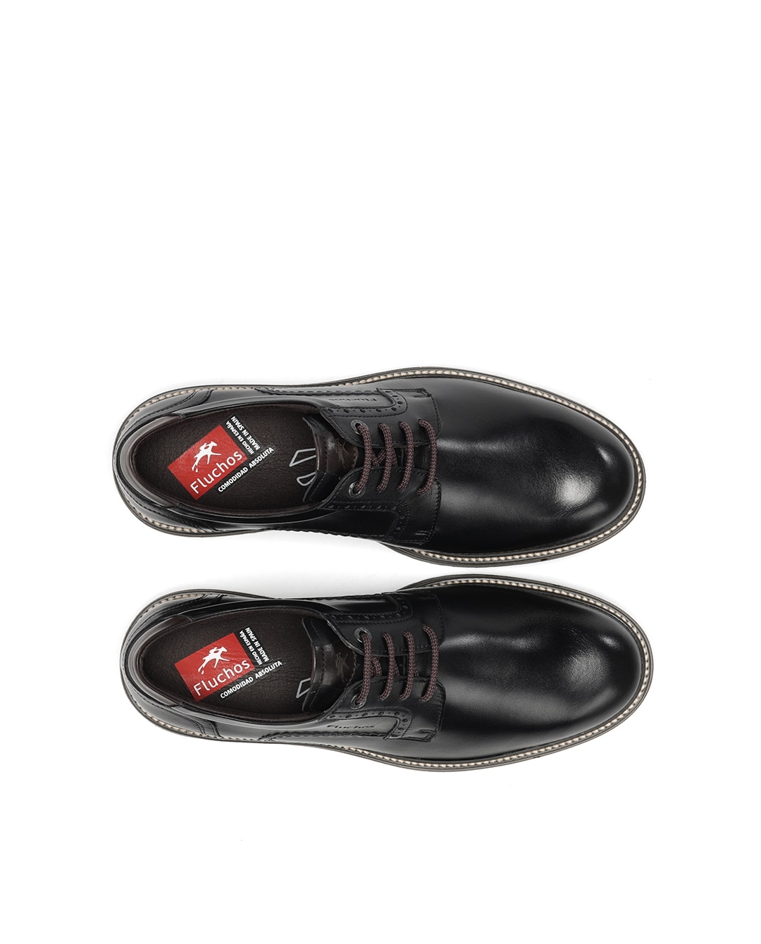 Zapatos de cordones de hombre fabricados en piel - Fluchos - Negro Negro-5