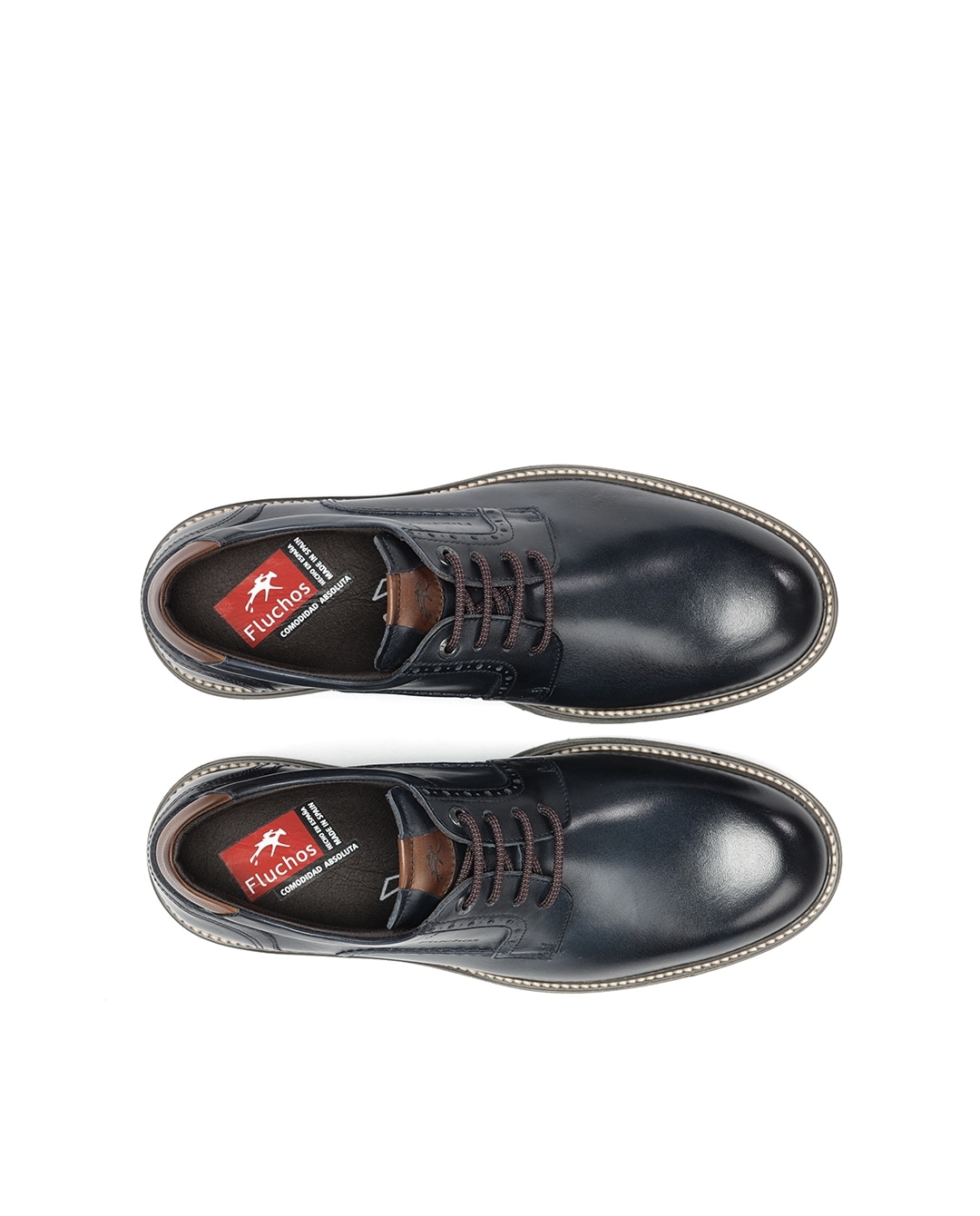 Zapatos de cordones de hombre fabricados en piel - Fluchos - Azul Azul-5