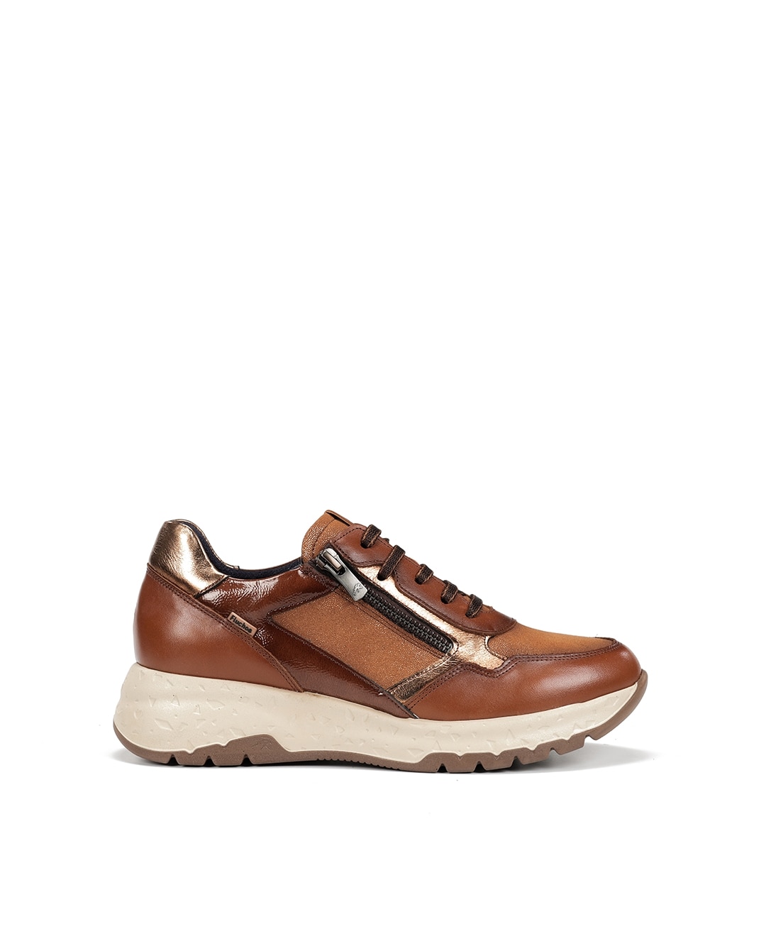 Imagen 0 de Zapatos de cordones de mujer fabricados en piel Camel