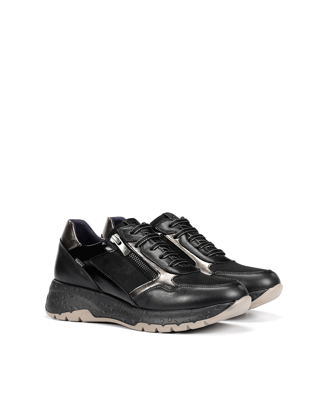 Zapatos de cordones de mujer fabricados en piel - Fluchos - Gris oscuro Gris oscuro-4