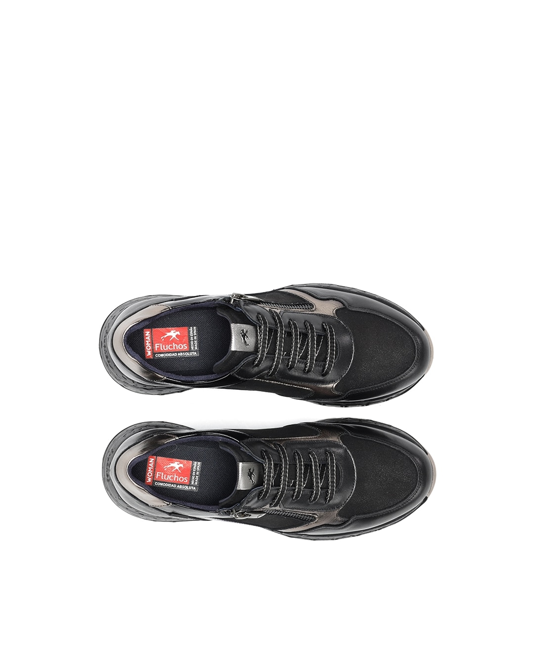 Zapatos de cordones de mujer fabricados en piel - Fluchos - Gris oscuro Gris oscuro-5