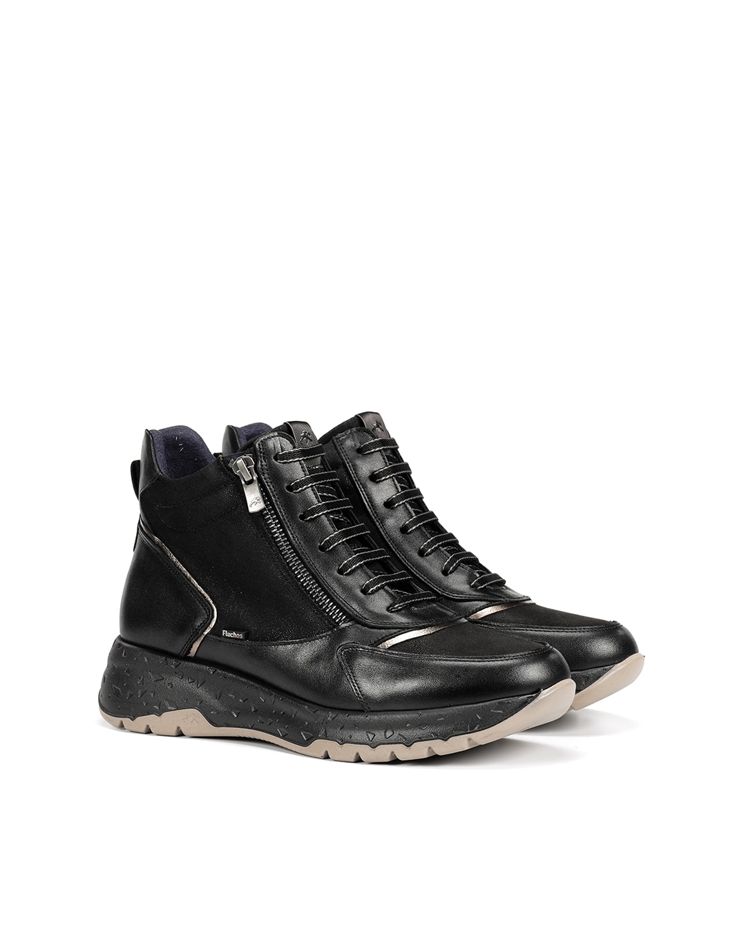Botines de mujer fabricados en piel - Fluchos - Negro Negro-3