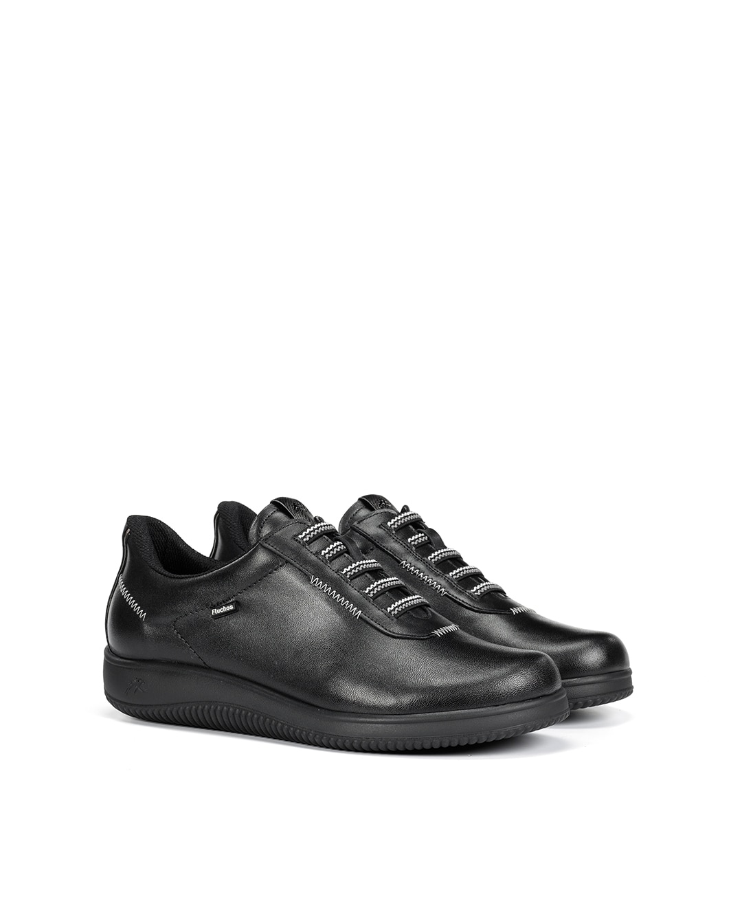 Zapatos de cordones de mujer fabricados en piel - Fluchos - Negro Negro-3